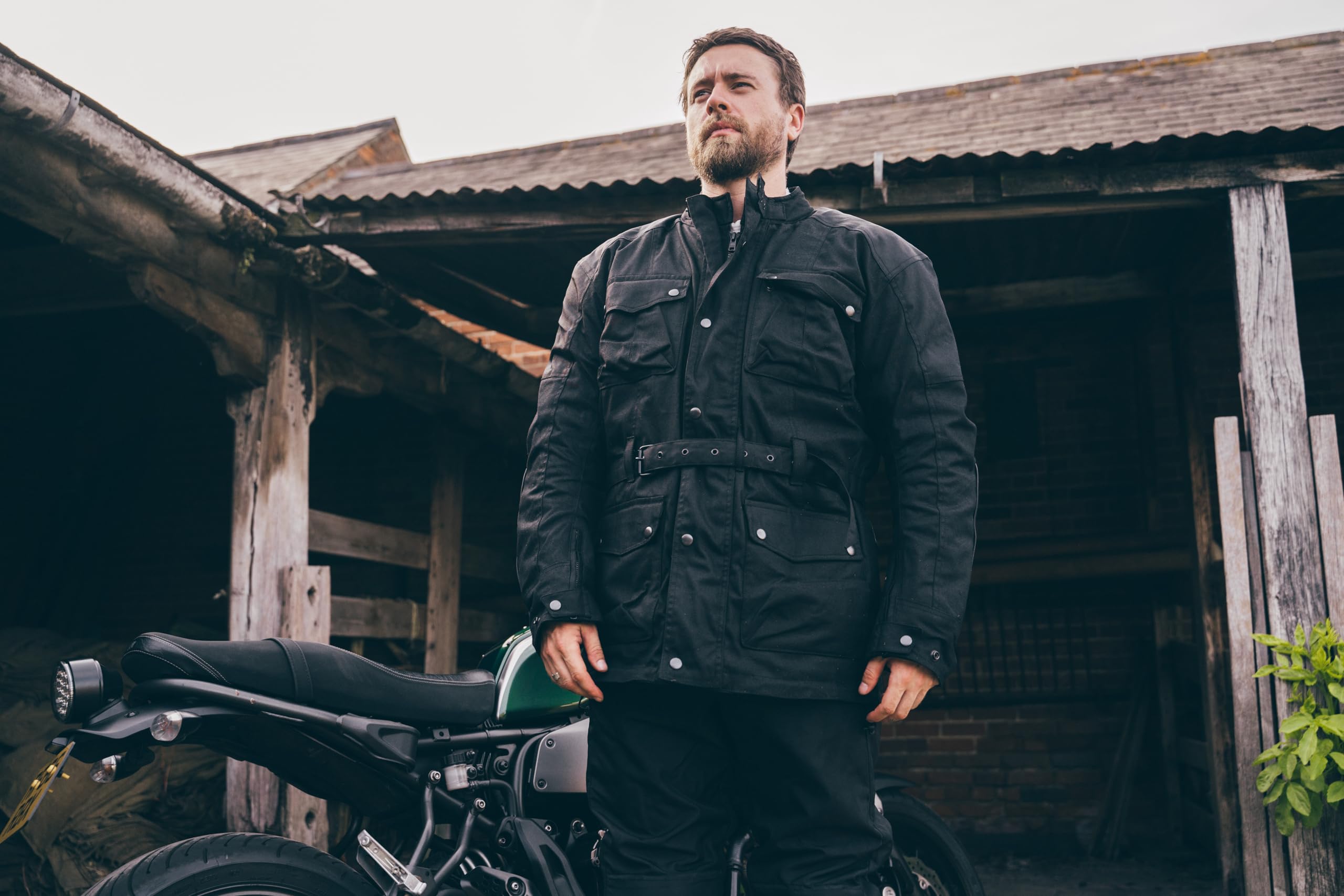 Texpeed Cirée imperméable veste homme homologué avec protection - Hiver longue blouson motard avec armure CE (EN 1621-1) Noir - L