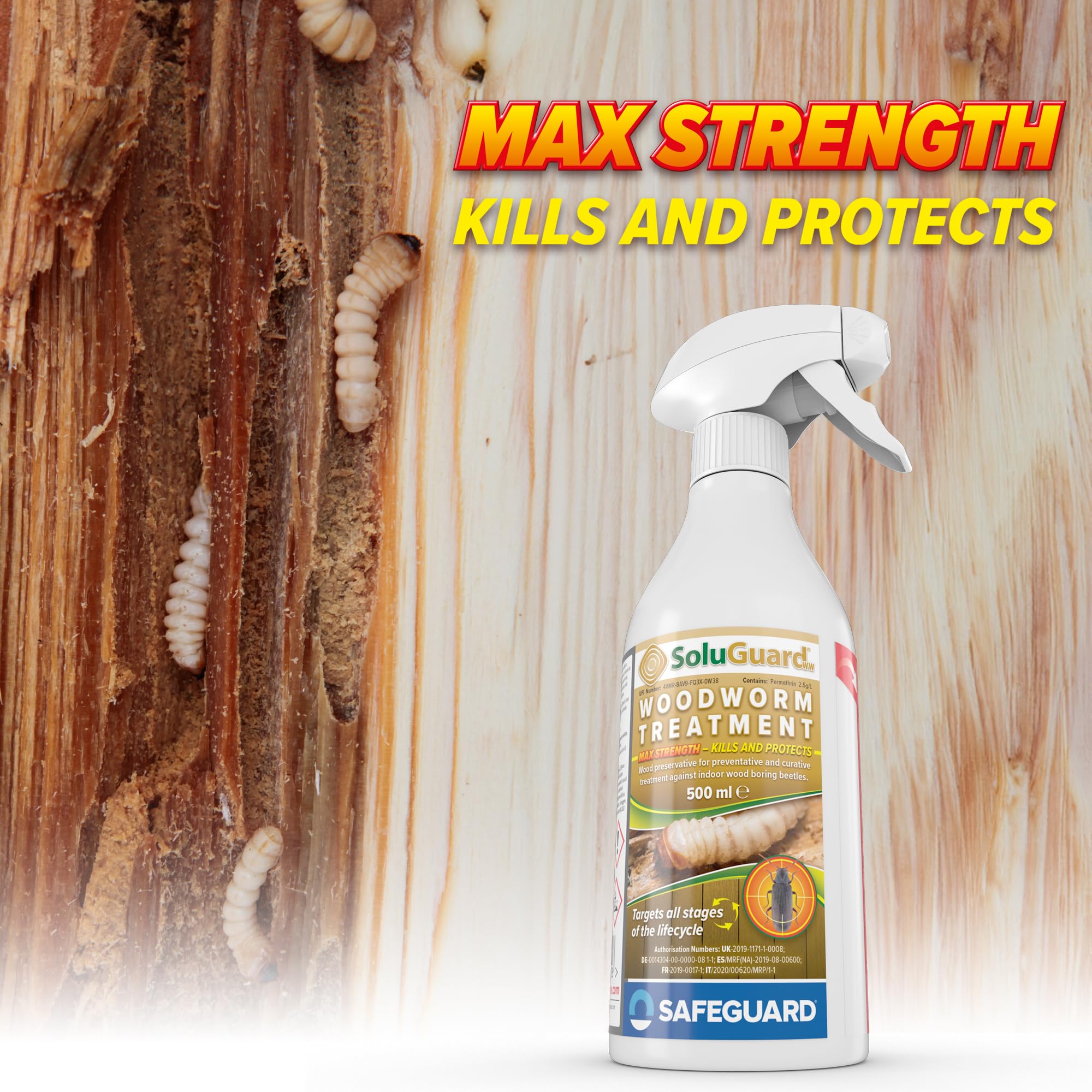 Soluguard Antitarlo Spray 500ml Trattamento Antitarlo e Antitermiti per Legno Pronto all'Uso