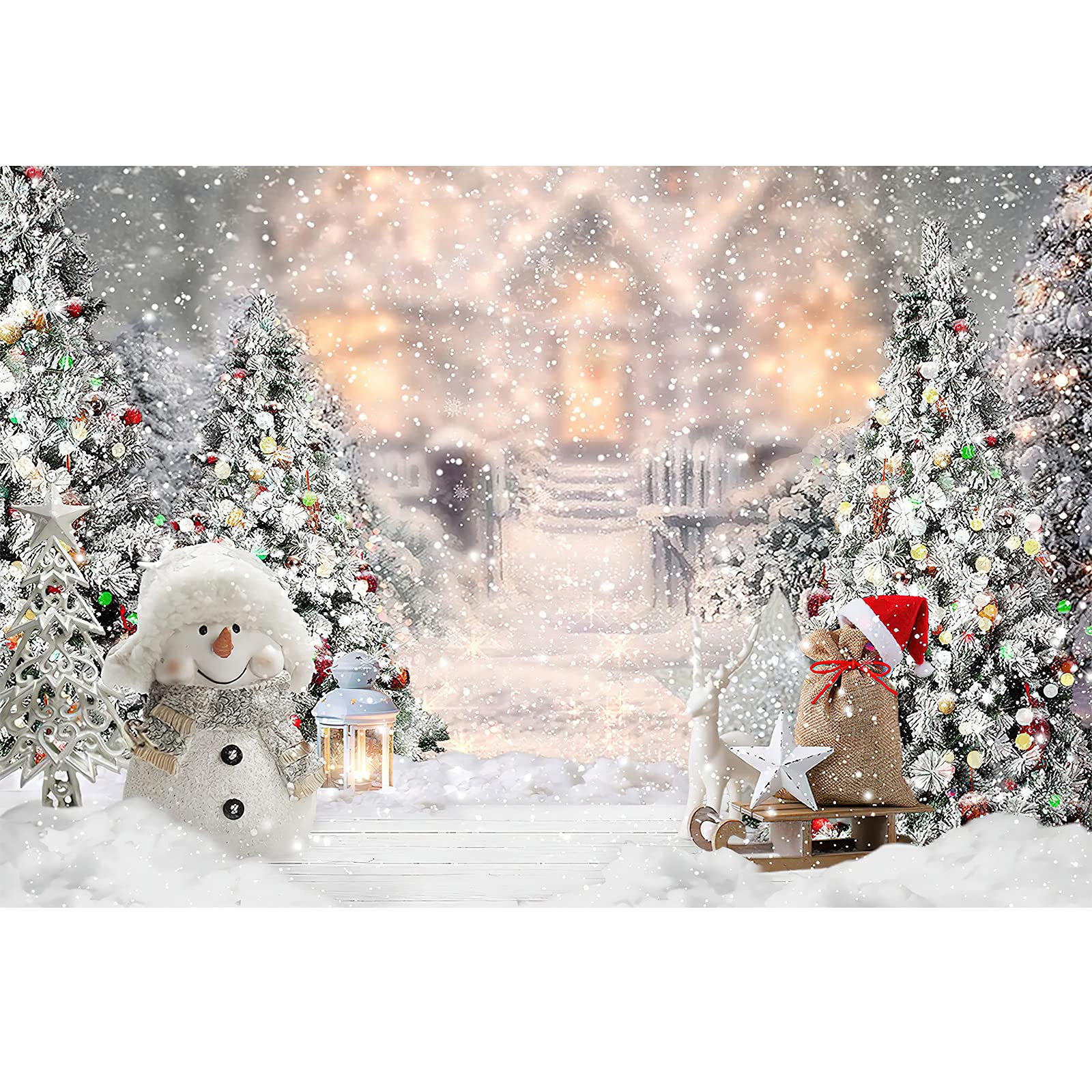 Toile Deco Noel AIBIIN Toile De Fond Pour Photo De Noël - 2,1 X 1,5 M - Mur De Poster De Noel