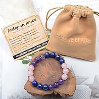 Vista 298 de MASSIVE BEADS Pulsera elástica de yoga hecha a mano con piedra natural, cristal curativo, energía, regalos para adultos unisex de 0.157 in, 0.236
