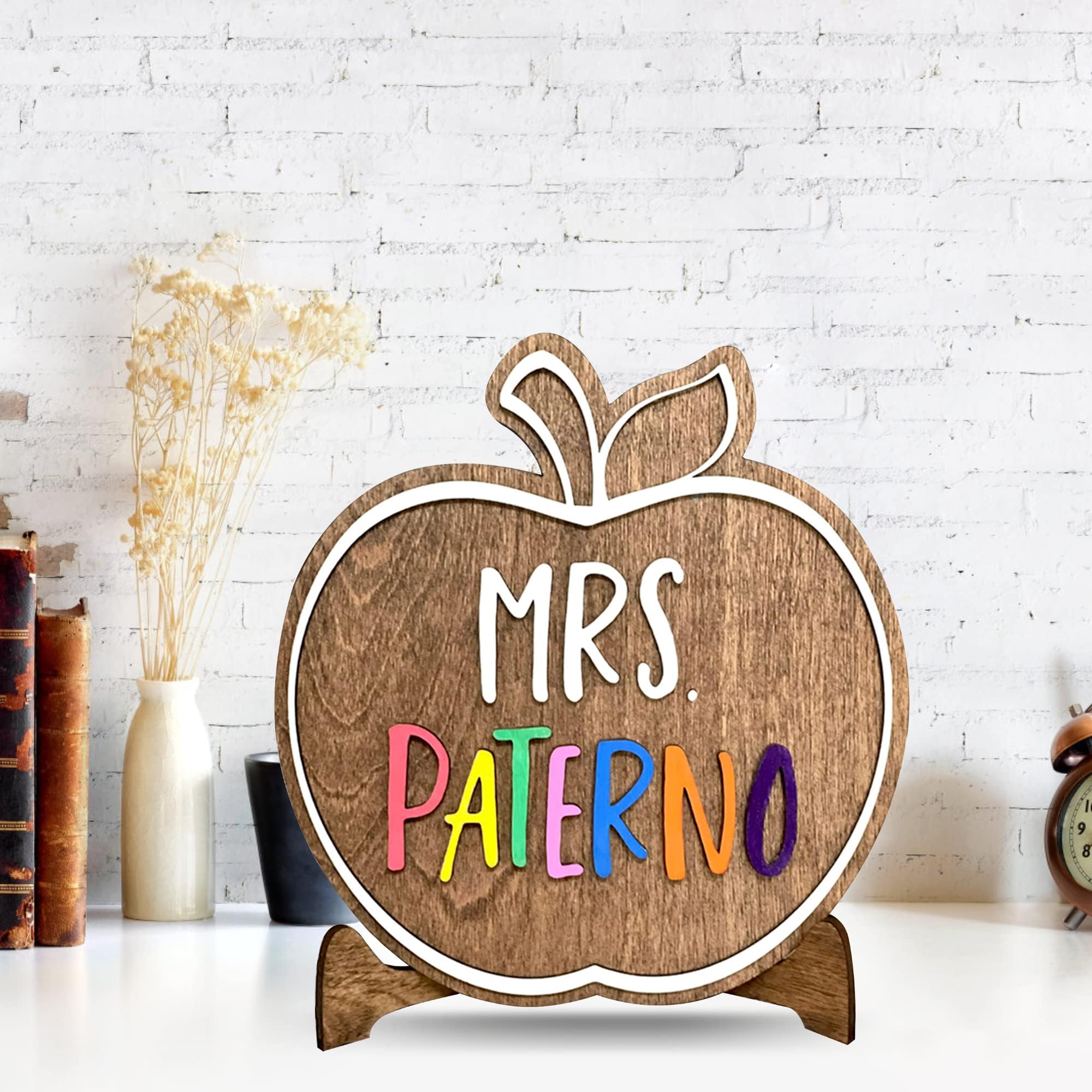 Custom Teacher Name Signs for Classroom Personalized Teacher Desk Name Plate Teaching Wooden Signs, Classroom Decorations for Teachers Elementary First Day of School Teacher Appreciation Gifts