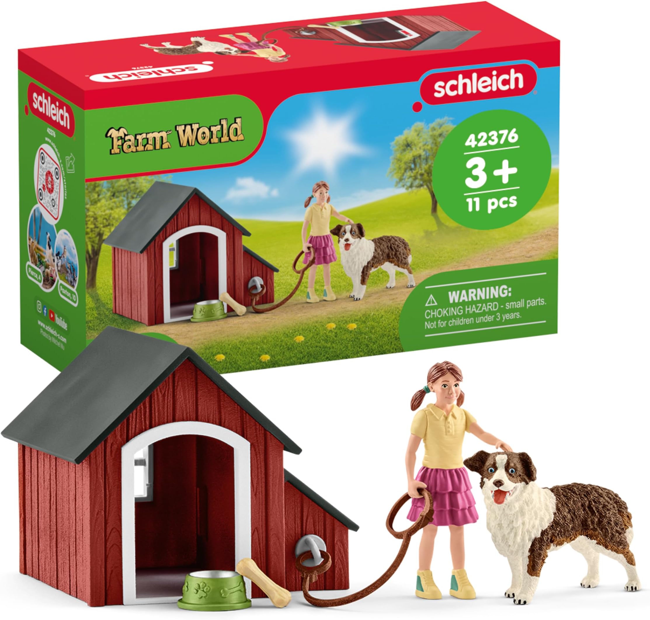 Farm World - 5PC Dog Kennel Animal Toys for Kids with Dog Figurine and Dog House - Kids Ages 3+