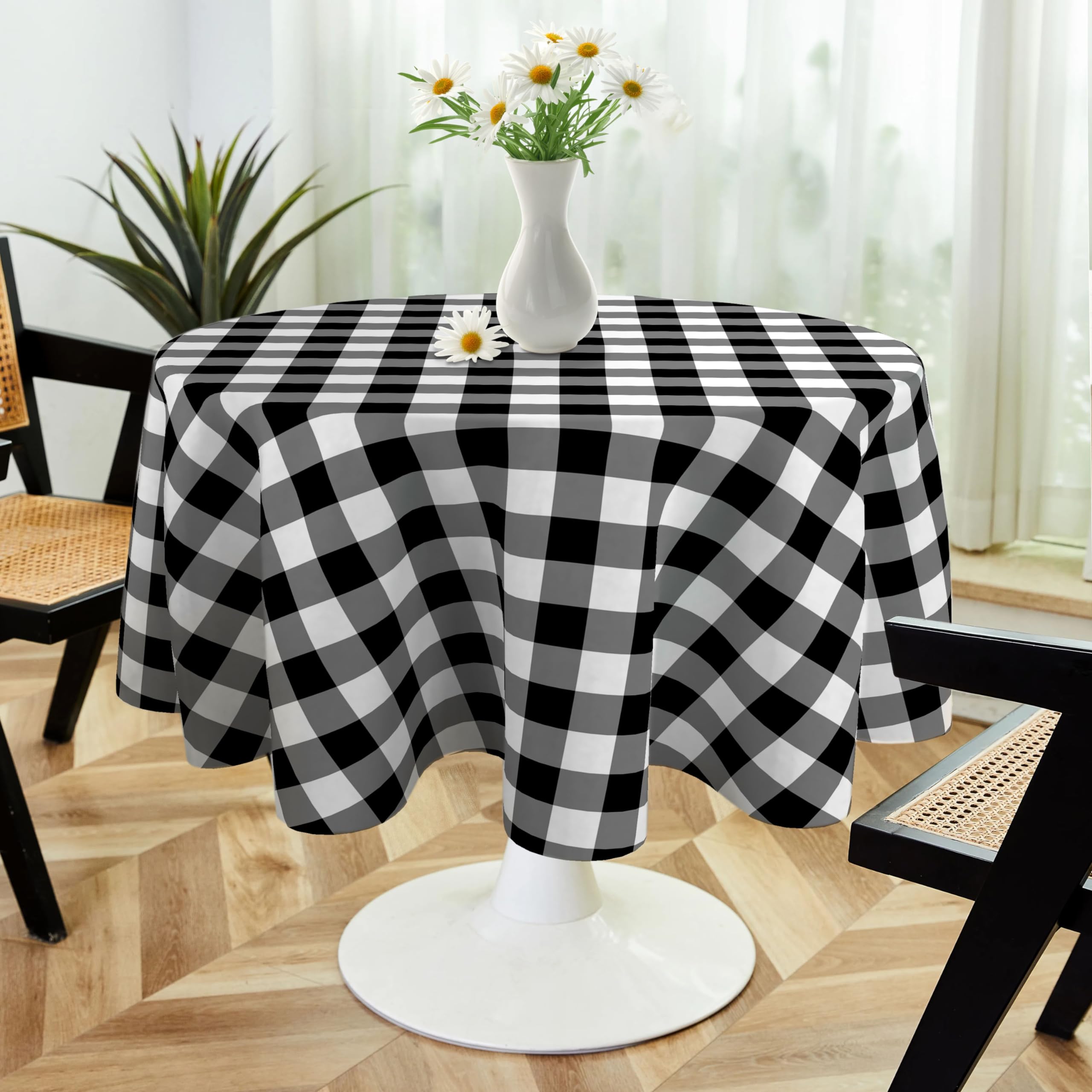Round Tablecloth 152cm Wrinkle Free Washable Polyester Table Cloth for Circular Table, Home Dining Party Use,Concise Style Round Wipe Clean Tablecloth 60 Inches (Color 20)
