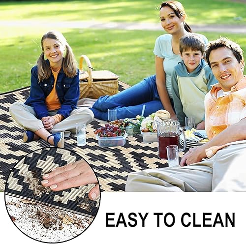 Miniatura 9 de Alfombra para exteriores impermeable, alfombra de paja de plástico, reversible, para exteriores, 5 x 8 pies, para exteriores, caravana, patio,