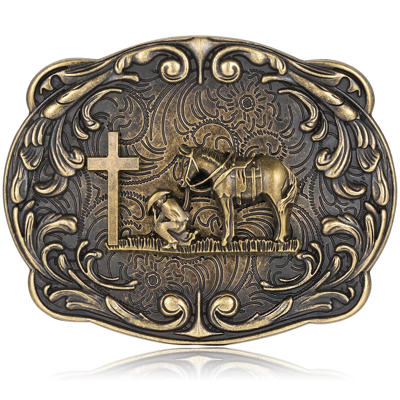 Western Belt Buckles for Men Floral Cowboy Belt Buckle Western Costume Accessory Gifts