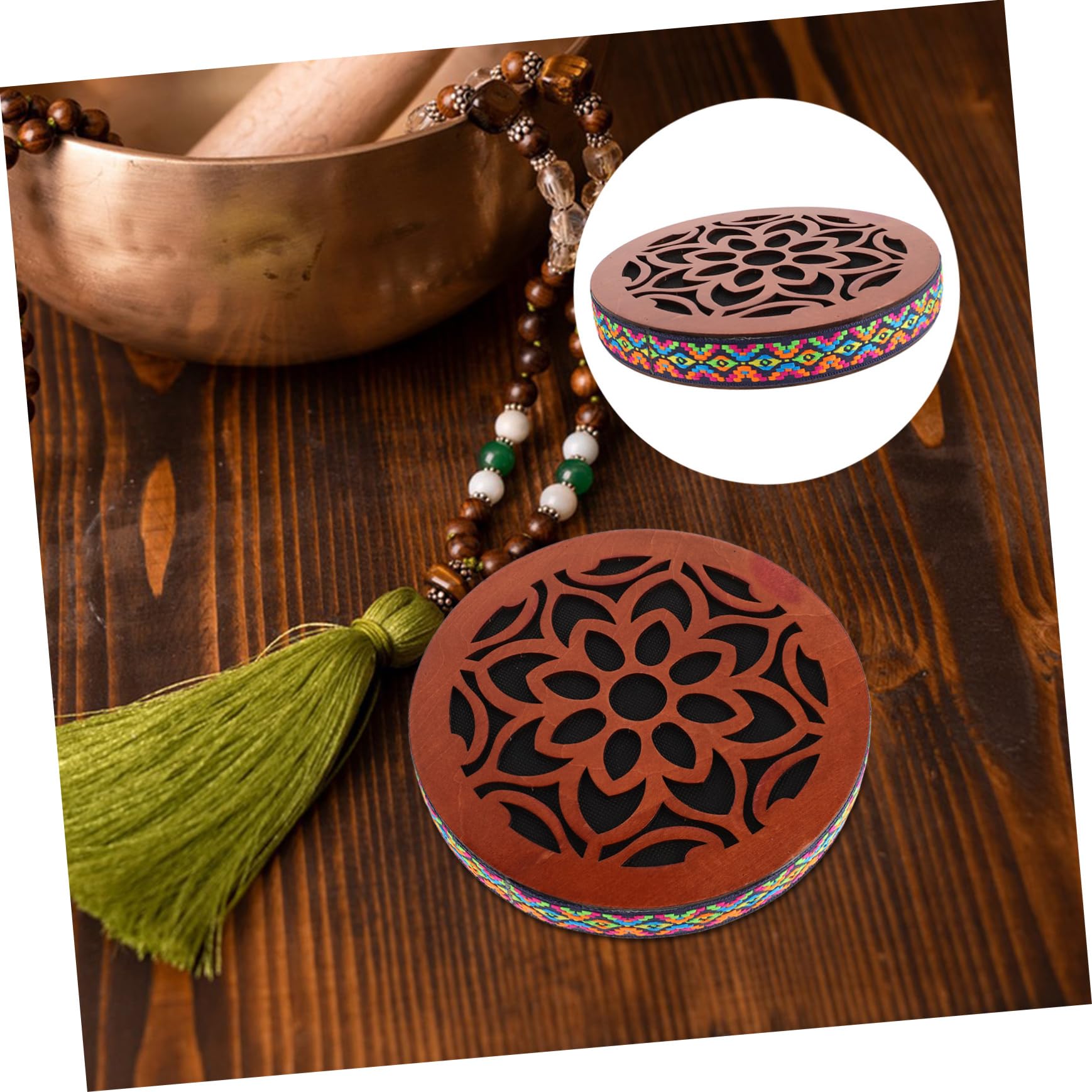 Tambor Oceánico de Mano de Madera 8 Pulgadas para Música Meditativa | Sonido Relajante del Agua, Instrumento de Percusión Étnica Portátil, Estilo Tradicional