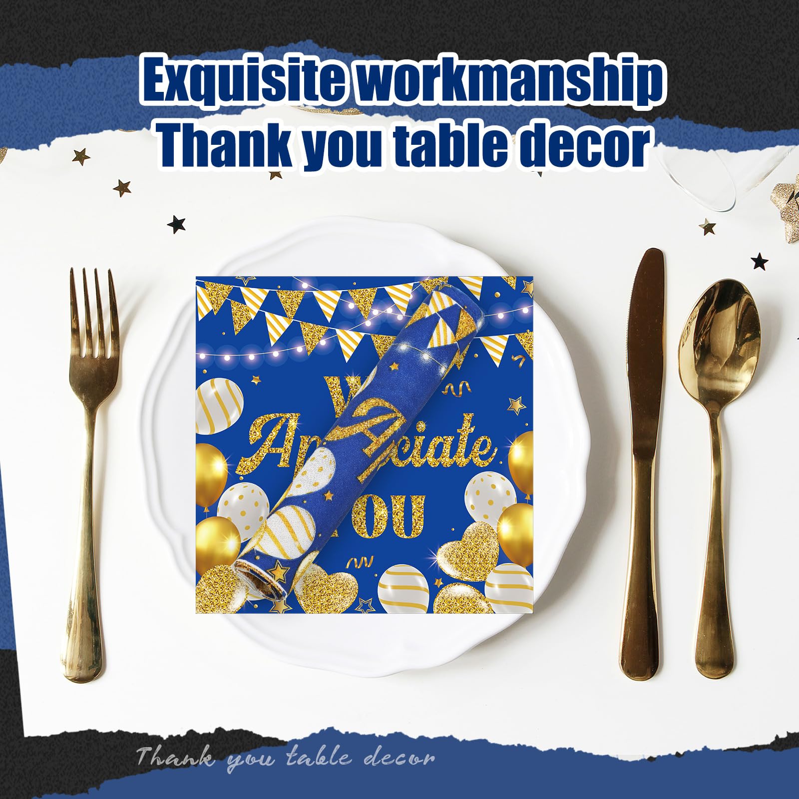 Chiisong 100 servilletas de agradecimiento con texto en inglés "We Apreciate You", servilletas decorativas Thank You for All You Do para empleados, profesores, médicos, voluntarios, decoraciones de