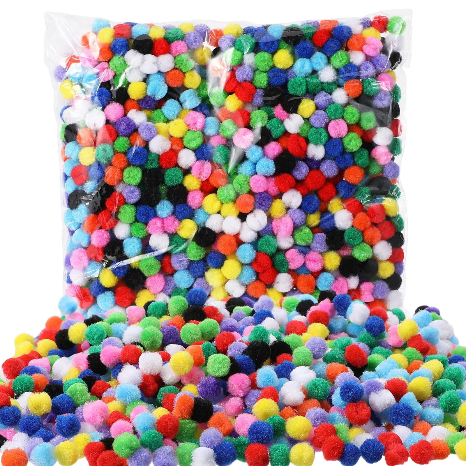Photo 1 of 10000 Pcs Multicolor Pom Poms for Crafts 1 cm Mini Fuzzy Craft Balls for Family Classroom DIY Creative Christmas Decorations