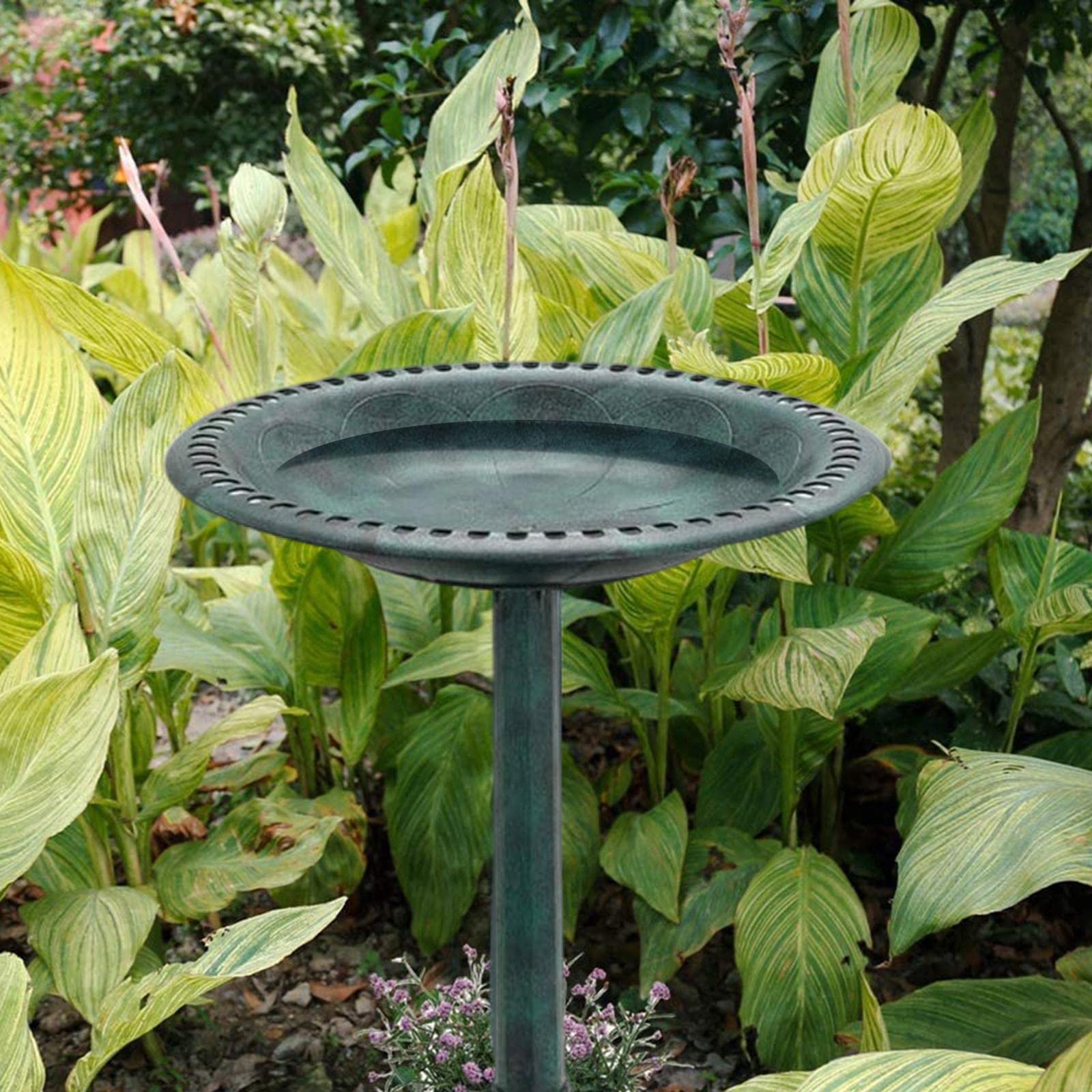 Rustikale, Stehende Vogeltränke Im Outdoor Design – Wetterfest Und Leicht – für Garten, Rasen, Terrasse Und Balkon, Grün