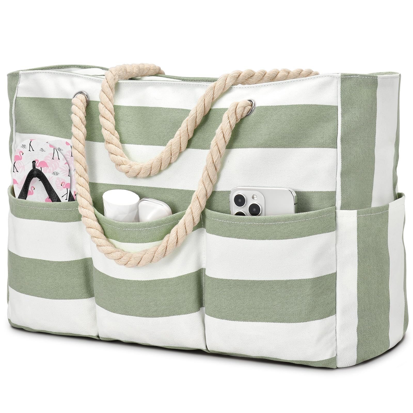 oscaurt Strandtasche Wasserdicht Badetasche XXL Shopper Tasche Damen Vielseitige Umhängetasche mit Reißverschluss Beach Tote Bag Faltbare Reisetasche mit Mehreren Fächern