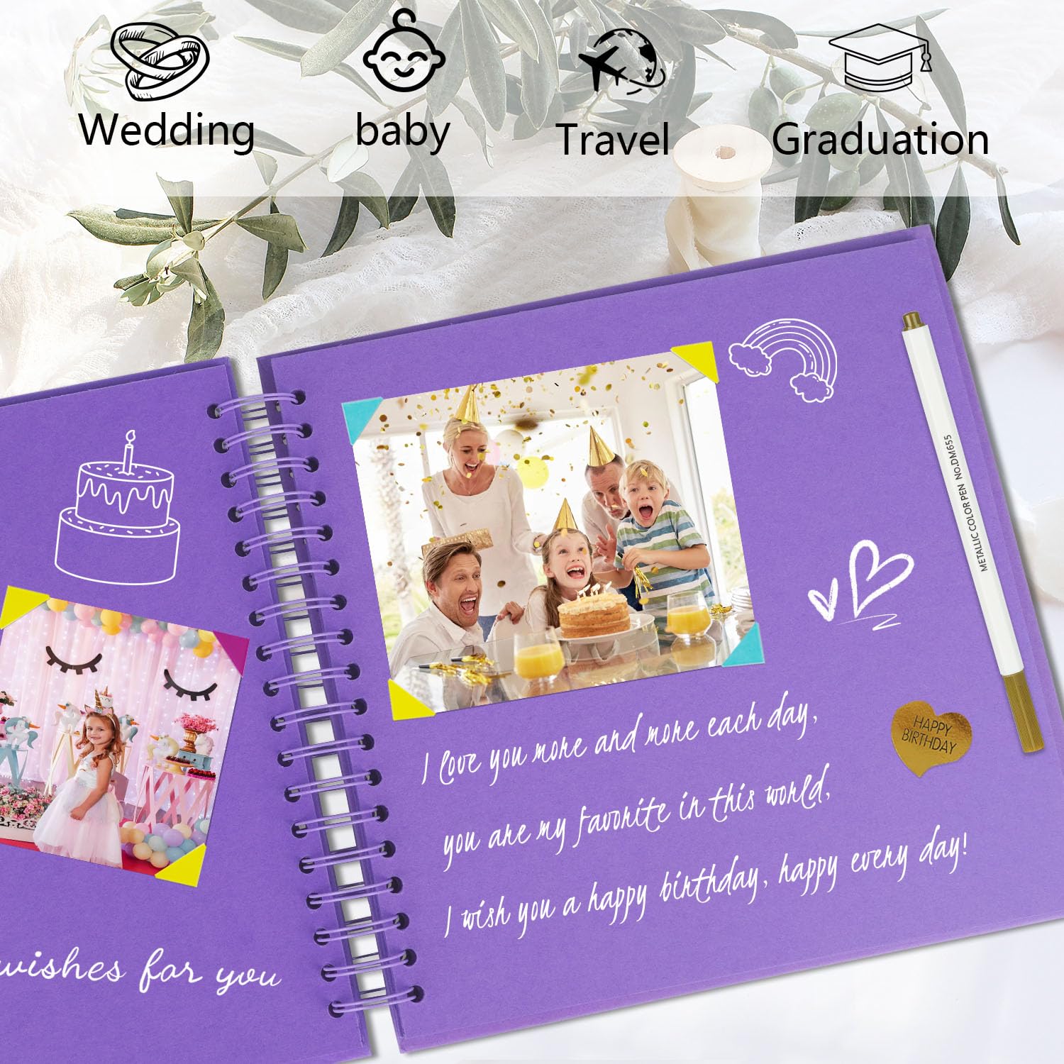 Miaikoe Album Per Scrapbooking Fai Da Te, 25,5 X 25,5 Cm, Copertina