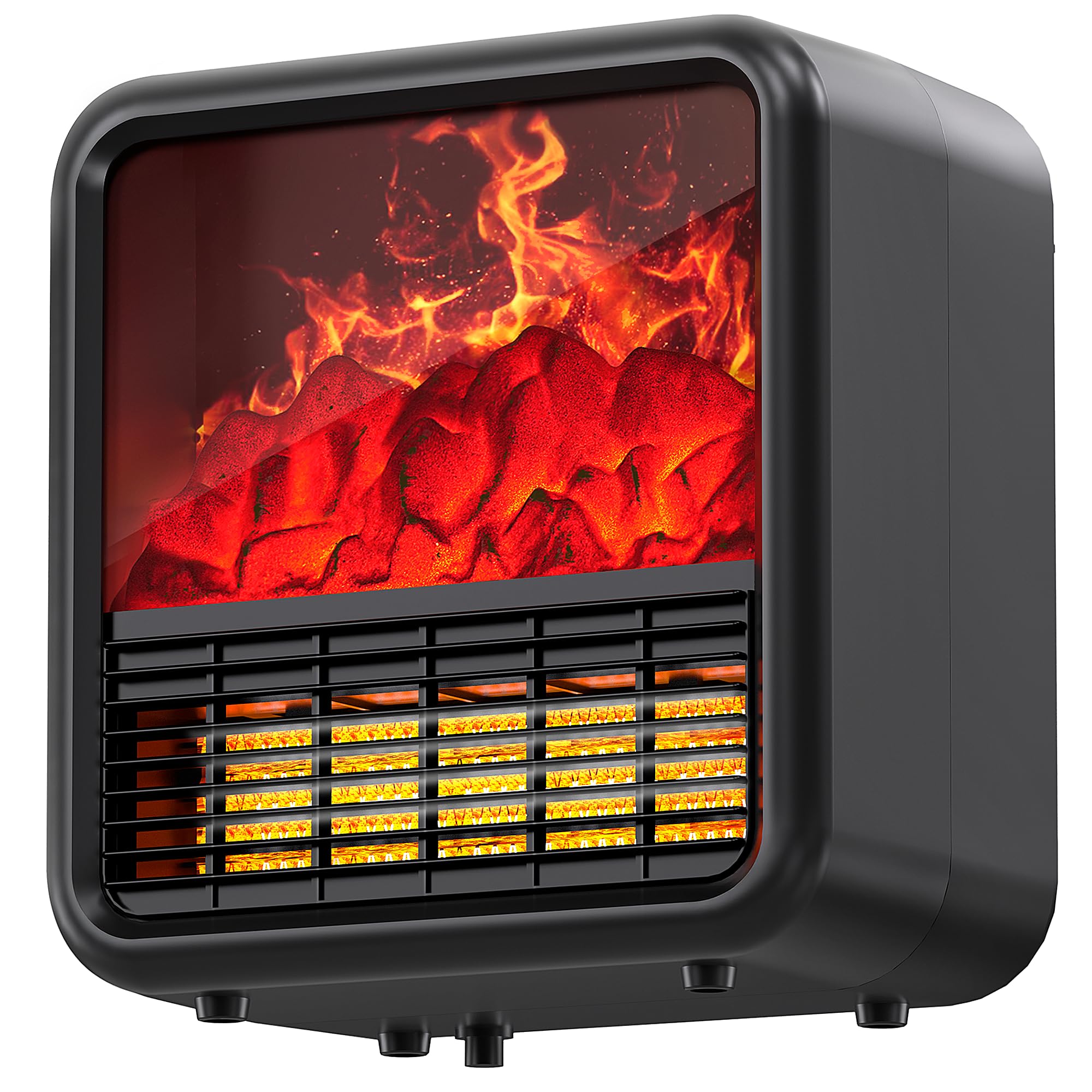 Small Fireplace heater for Indoor use with Realistic 3D Flame Space Heater with Thermostat 1500W 750W PTC Ceramic