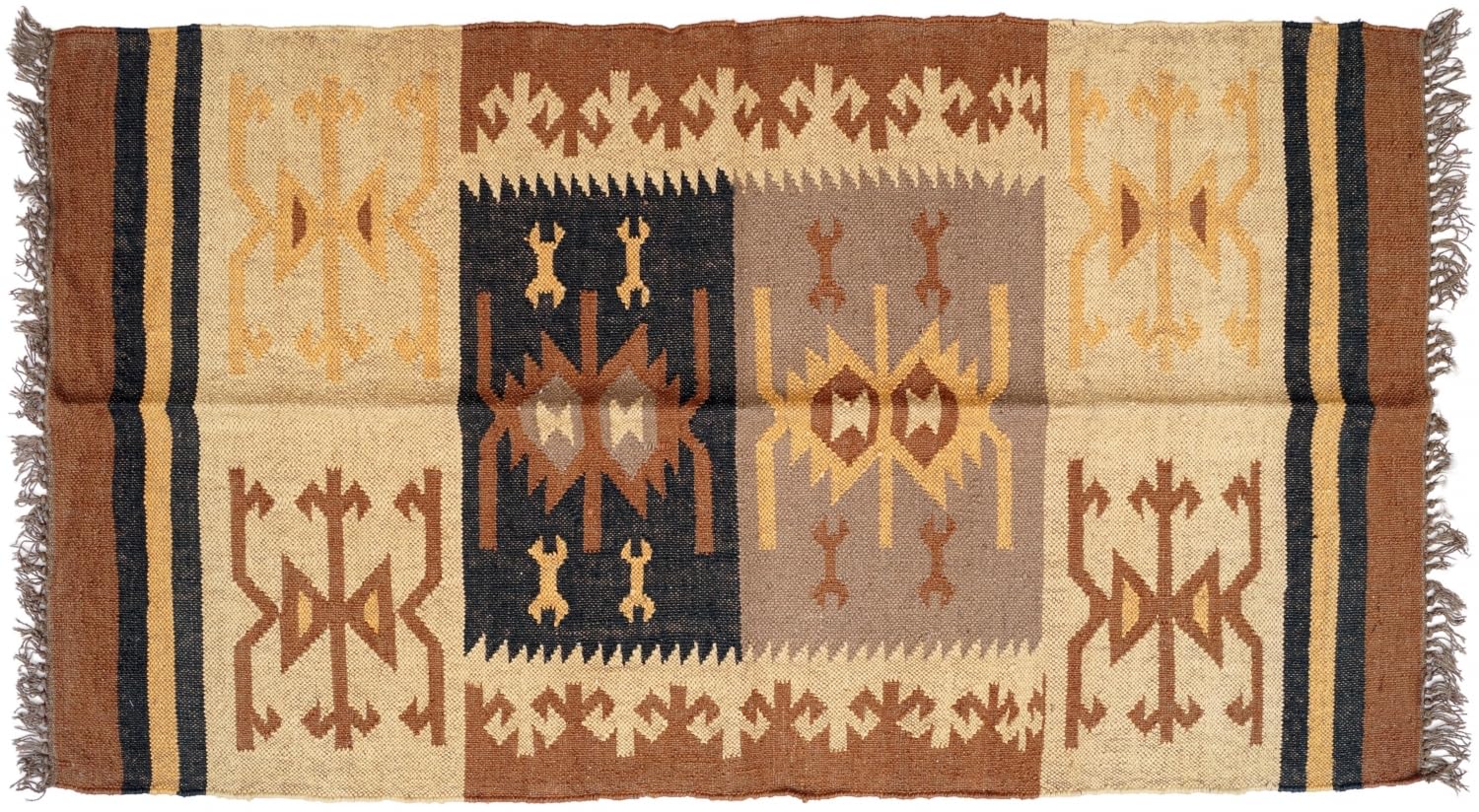Guru-Shop Tapis Oriental à Gros Tissage Kilim 160x90 cm - Motif 9, Marron, Dulin, Moquettes et Tapis de sol