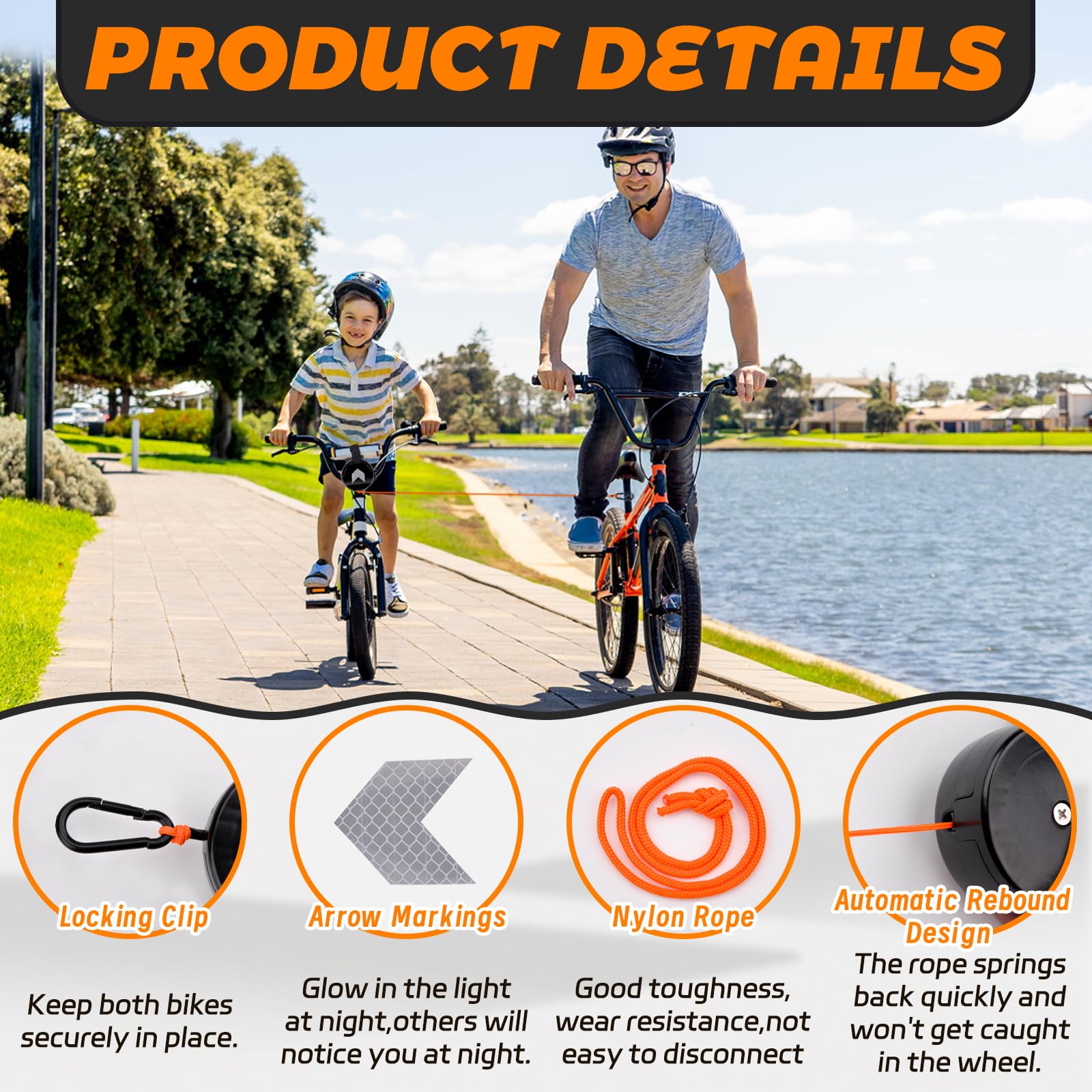 4 Corde Trazione Per Scooter E Bici Bambini - Cinghie Portatili Multicolore Per Sicurezza All'Aperto - Foto 4