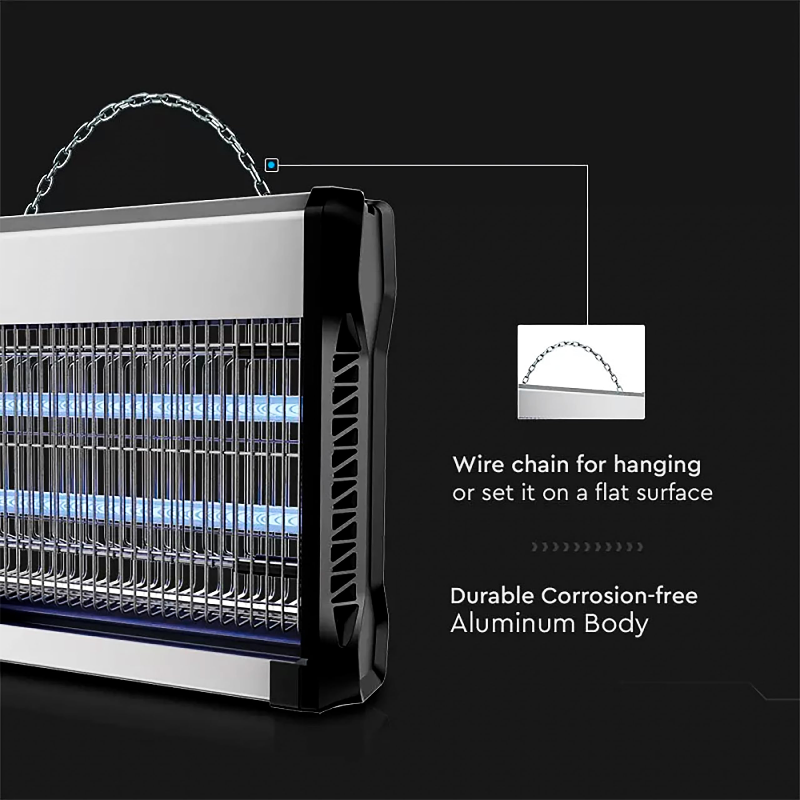 V-TAC Zanzariera Elettrica Potente - 30W con Area di Azione 100 m² - Design Sottile - Zanzariera con Luce Blu UV per Uso Interno ed Esterno - Trappola Elettrica contro Zanzare e Insetti - Potenza 30W
