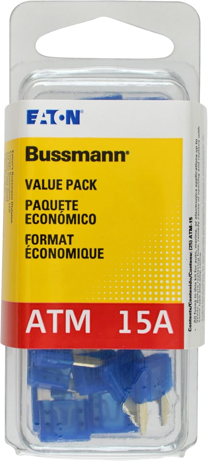 Bussmann (VP/ATM-15-RP) Blue 15 Amp Fast Acting ATM Mini Fuse, (Pack of 25)