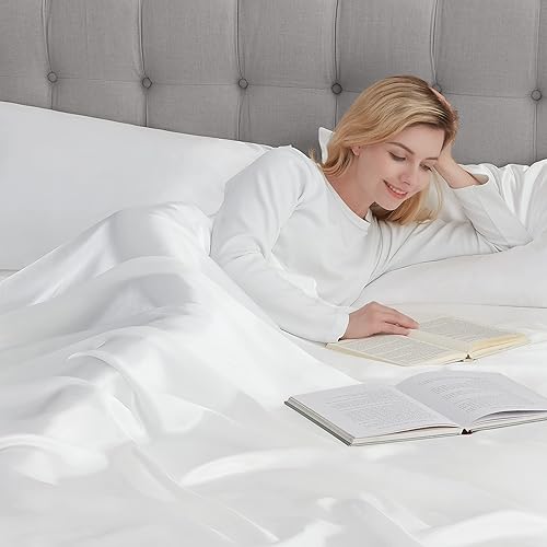 Miniatura 10 de Serta SatinLuxury - Juego de sábanas de satén sedoso de 4 piezas con fundas de almohada, tamaño King, color gris plateado