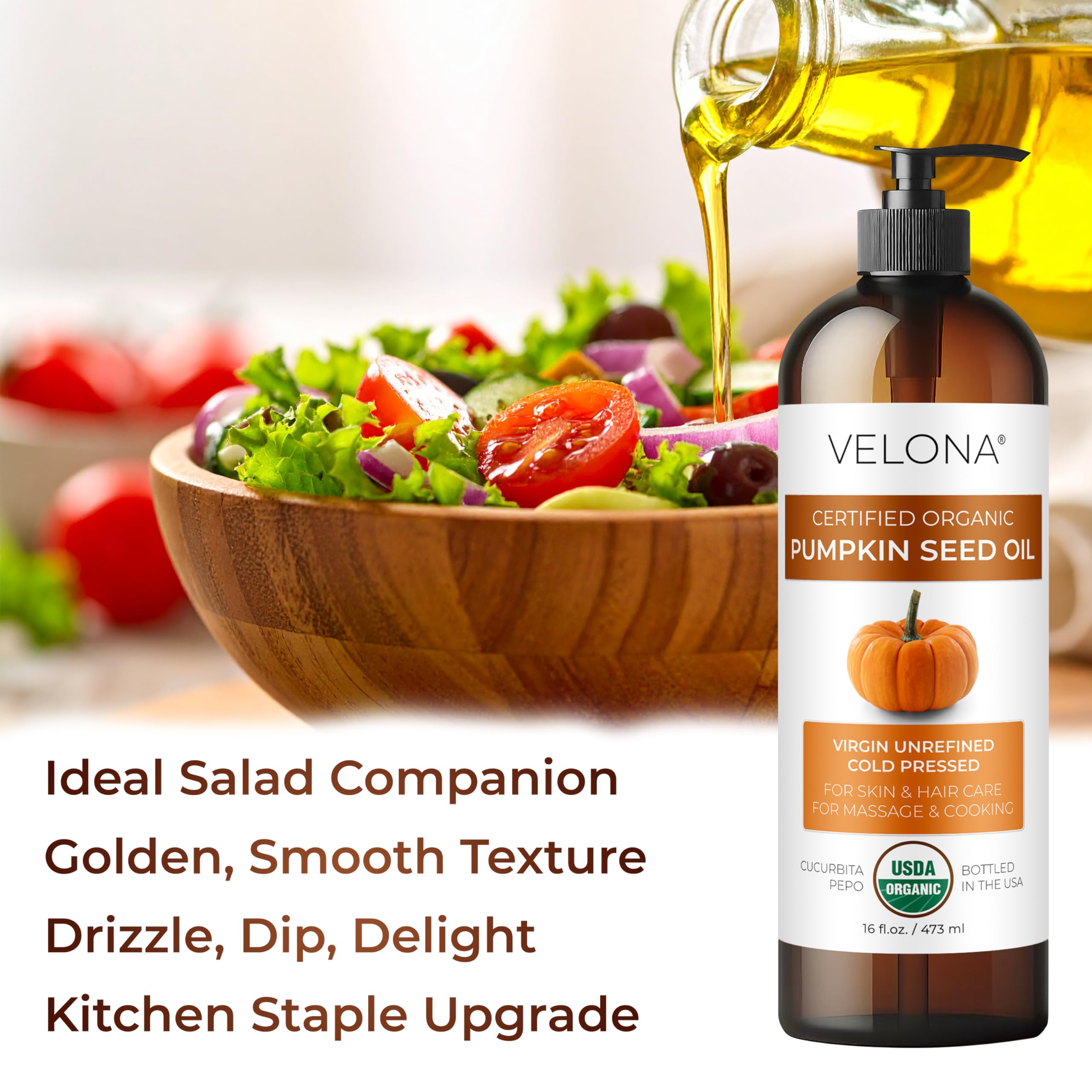 Amazon.com : velona USDA Organic Pumpkin Seed Oil - 8 fl oz, Cold