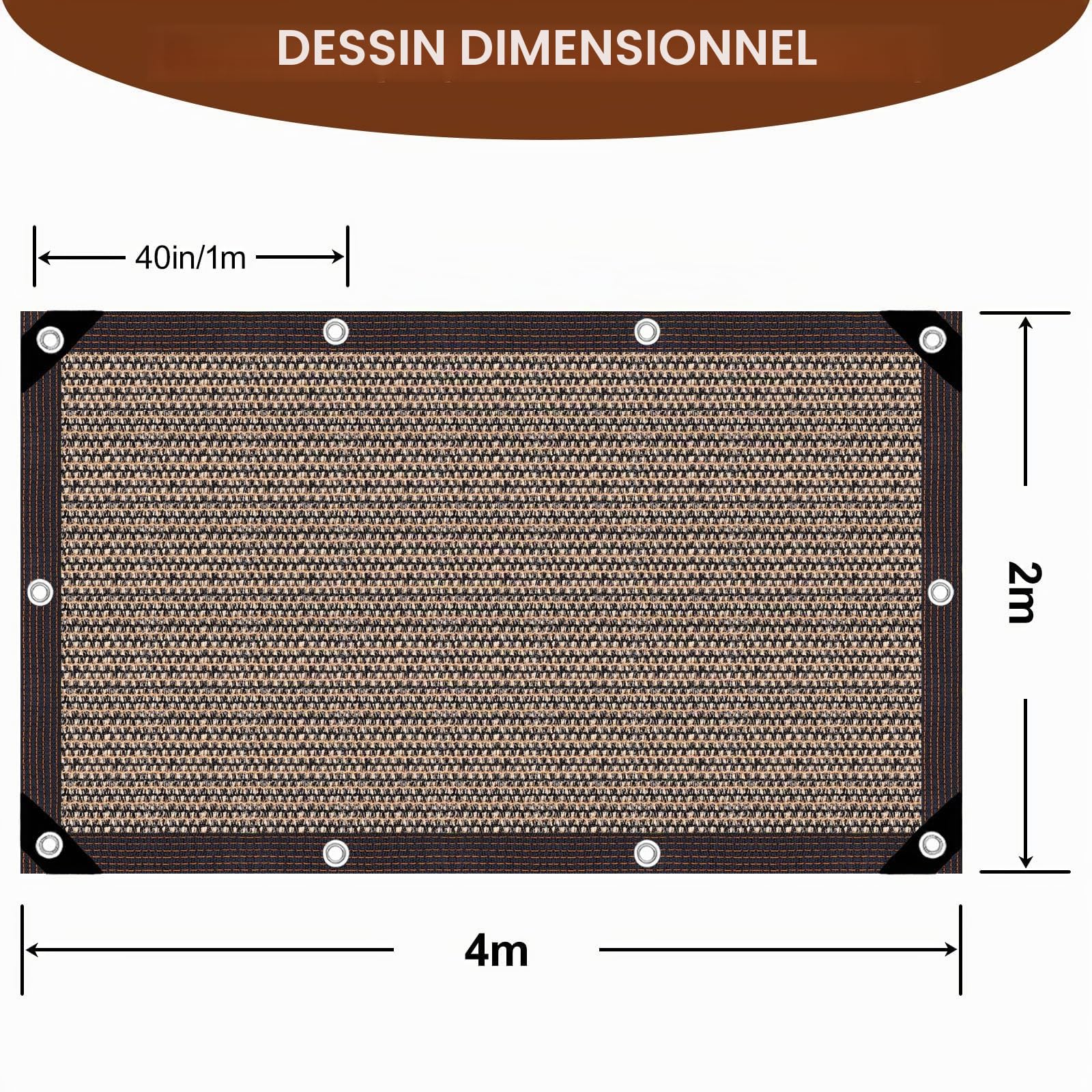 Filet Protection Solaire Filet D'Ombrage,80% UV Tissu D'Ombrage, Toile d'ombrage de Serres Coupe-Ventpour La Couverture VéGéTale/Serre/Pet House/Jardin/Pergola/Patio Lawn (Brun, 2×4m)