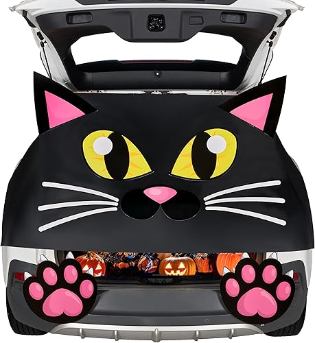 JOYIN Kit de decoración de Halloween para maletero o golosinas, lindas calcomanías de gato de Halloween, decoraciones negras para SUV, puerta de