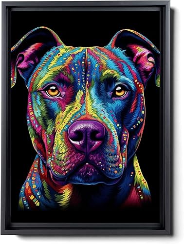 Dynamic Pitbull, Vibrant Dog Wall Art - Canvas Gallery Wrap, Ready to Hang - Watercolor and Acrylic Masterpiece by Renowned Artist