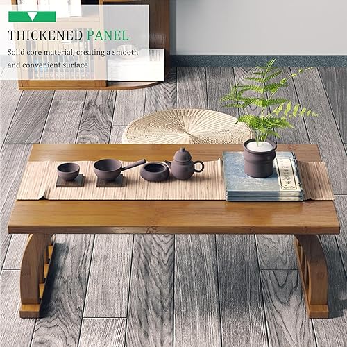 Miniatura 3 de Mesa de centro Zen Mesa de camping de madera, mesa de centro minimalista Mesa auxiliar de madera maciza Mesa auxiliar de madera de baja altura