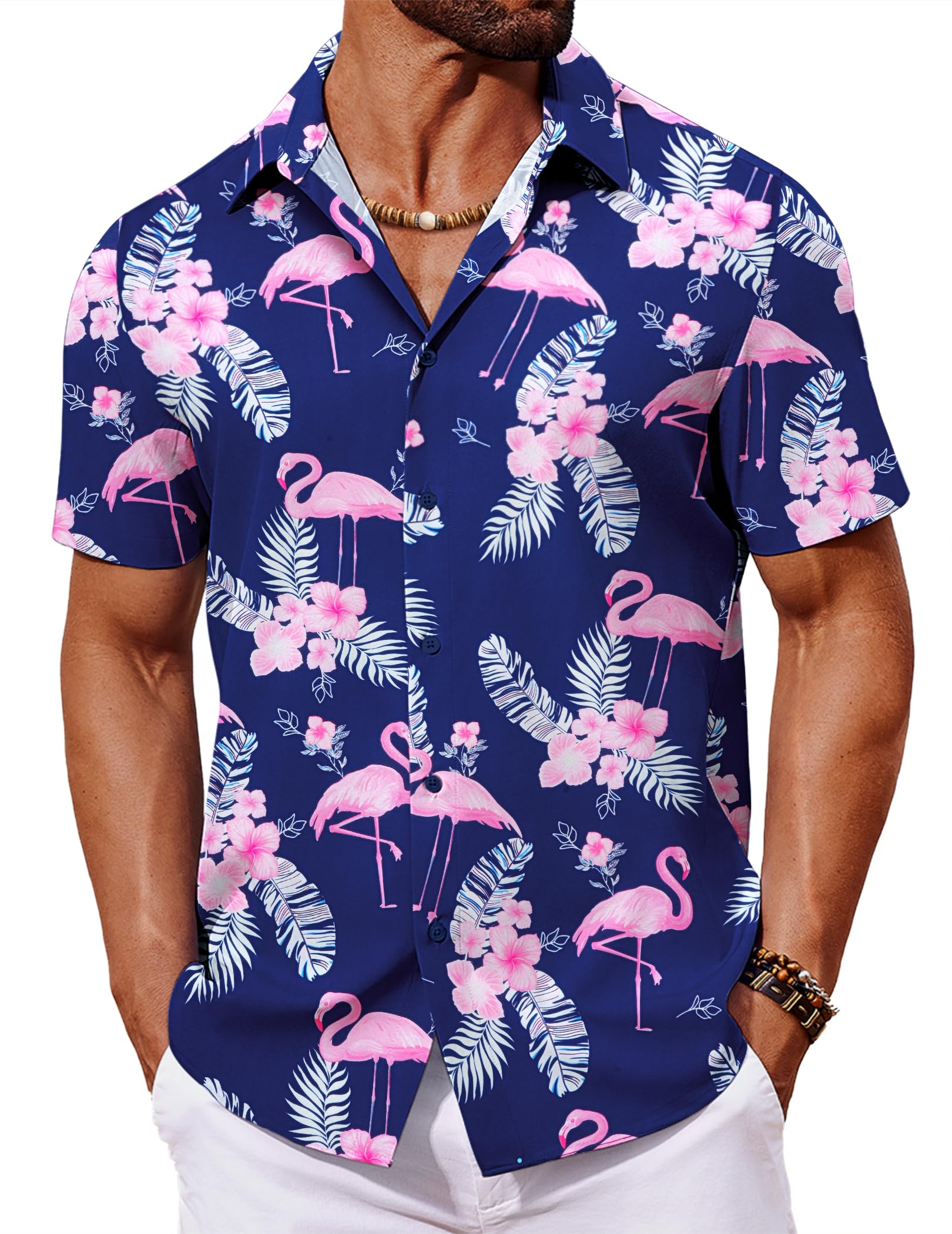 COOFANDY Hawaii Hemd Männer Sommerhemd Kurzarm Strandhemd Urlaub Hawaiihemd Blumen Hemd Aloha Herrenhemden Party Shirt