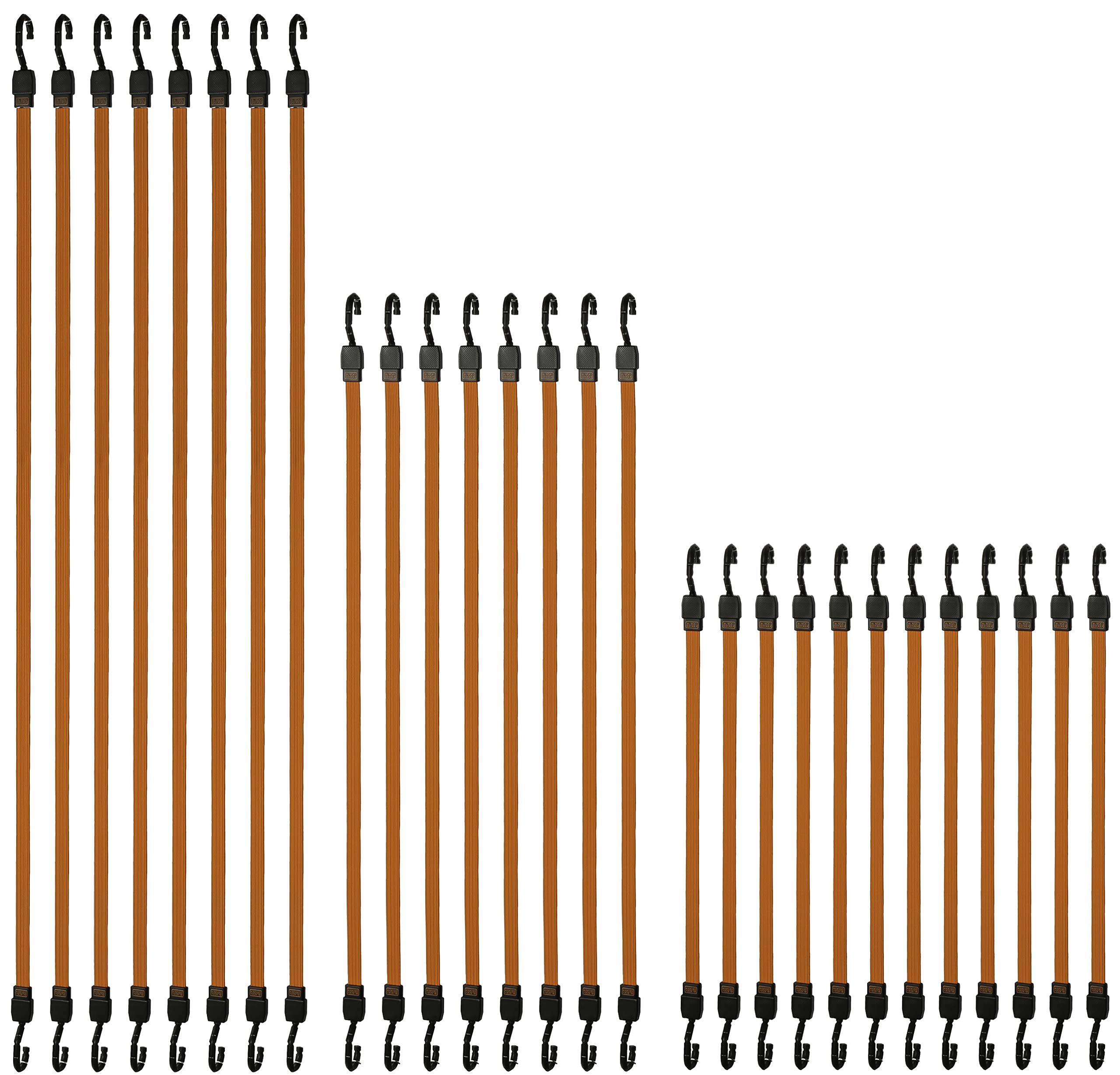 BLACK+DECKER BDX1015 Lot de 28 tendeurs à sangles plates robustes de qualité supérieure 61 cm, 91,4 cm, 121,9 cm