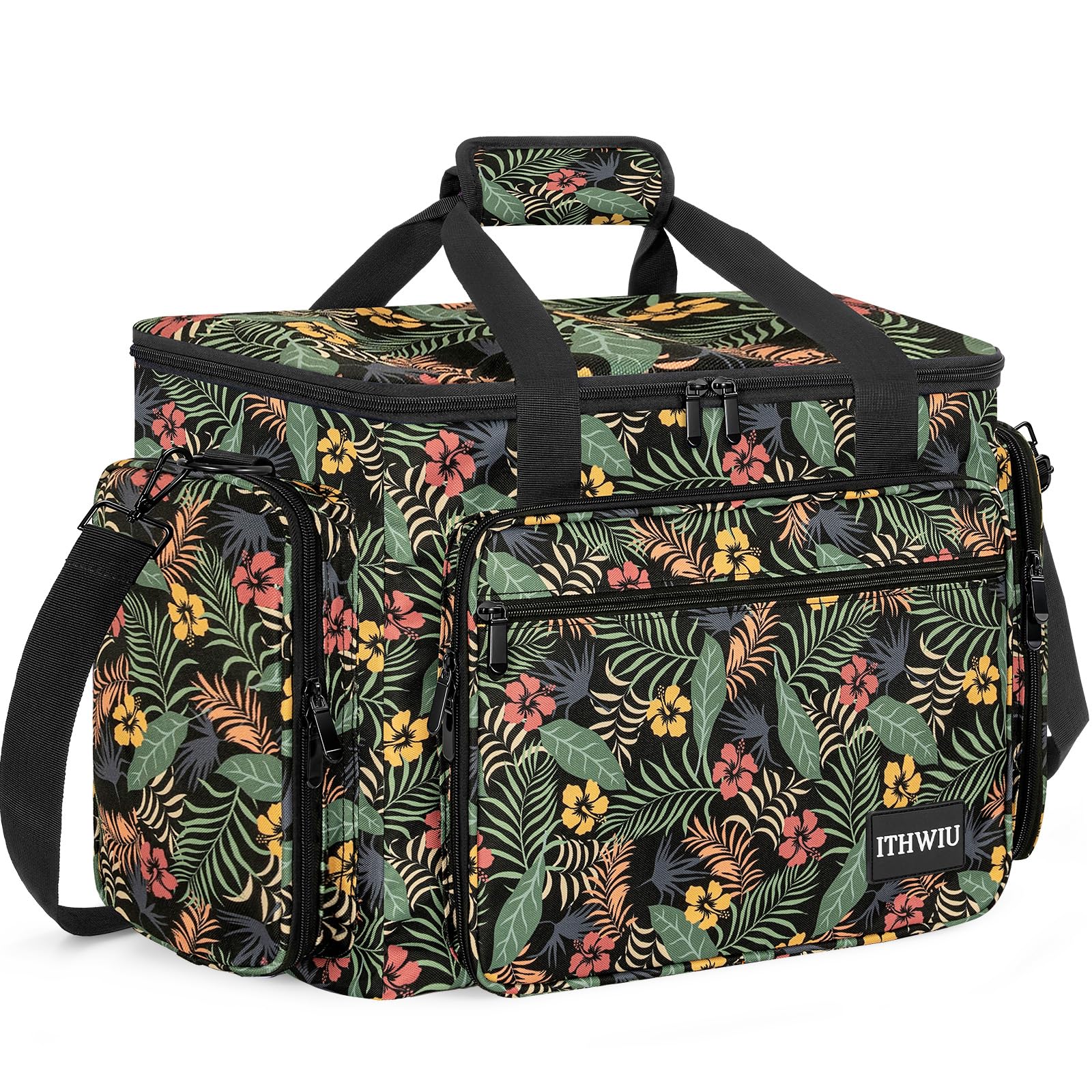 Sewing Machine Carrying Case with Multiple Storage Pockets Large Capacity, Universal Tote Storage Bag Compatible with Most Standard Singer, Brother, Janome, Multicolor