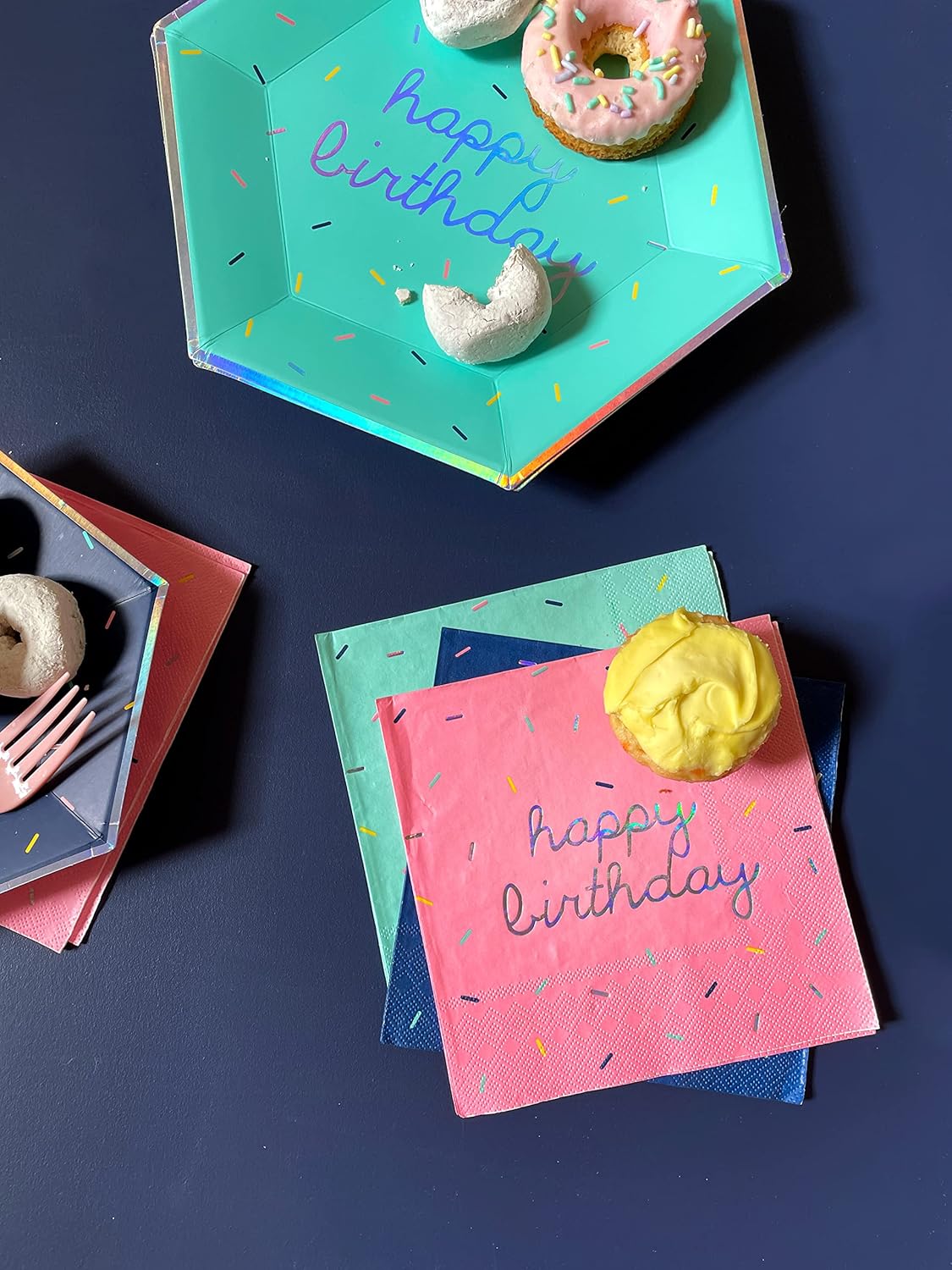 Harlow & Grey Sprinkles - Small Paper Plates, 18 Plate Multi-Color Pack, Kids Party, Baby Shower or Birthday - Disposable Party Plates (Bright) - Image 4