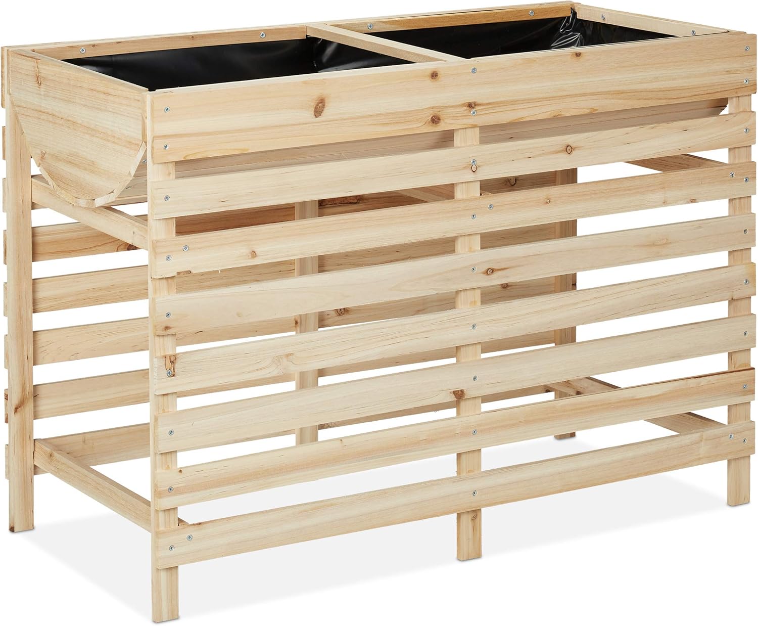 Relaxdays Raised Bed Wood, Balcony, Patio & Garden, Including Film