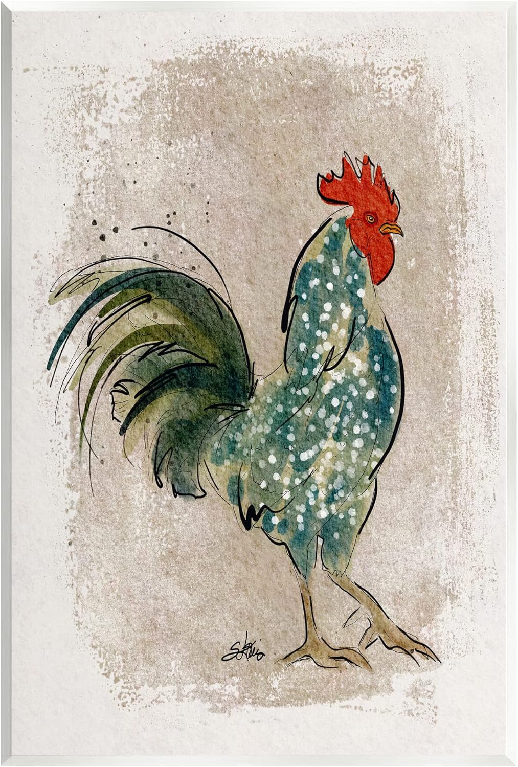 Stupell Industries Speckled Hen Country Bird Wall Plaque Art, Design by Shanda Louis