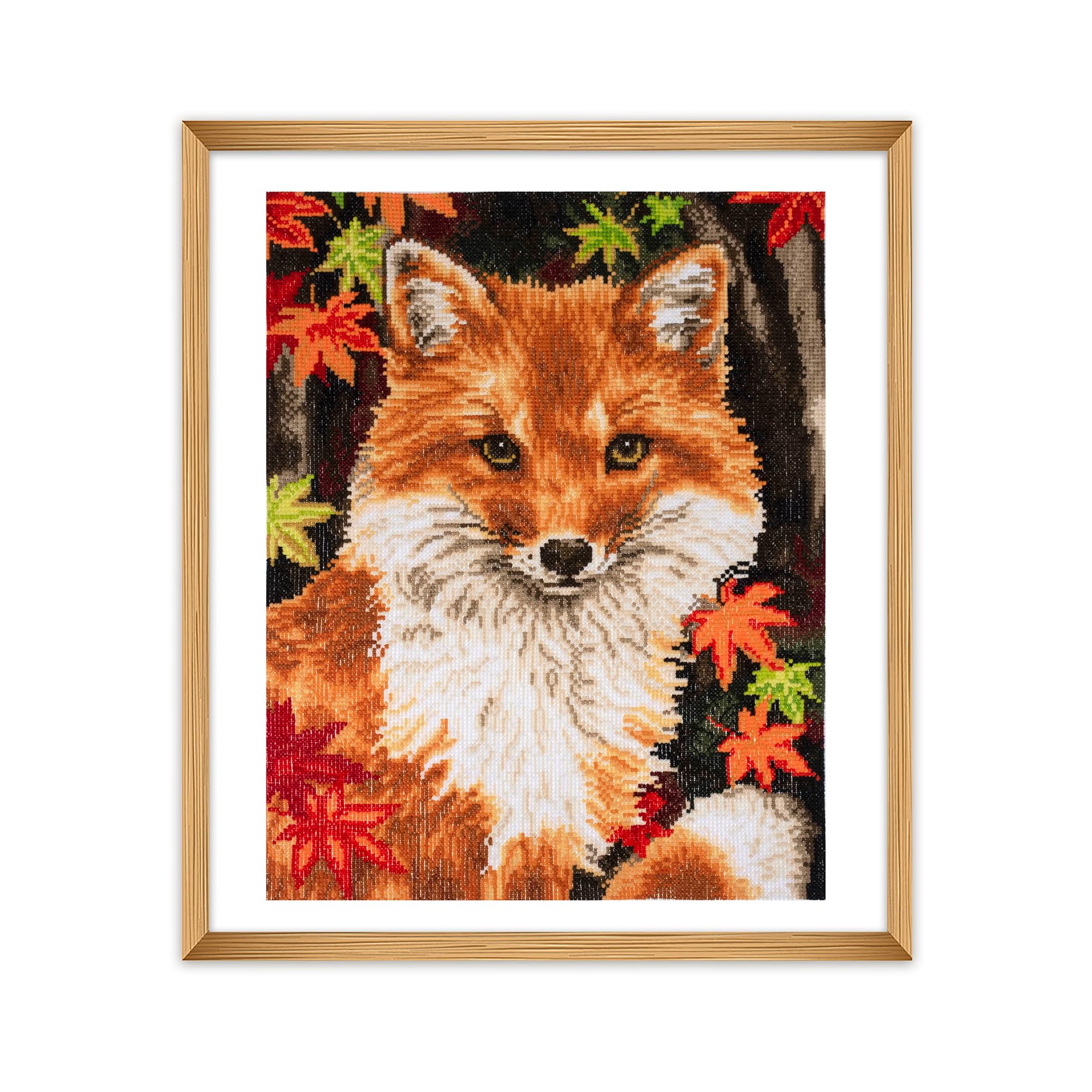 Trimits Fox Large Cross Stitch Kits - Counted Embroidery Needlework For Adults Beginners Kids, Christmas Gifts Wall Art (Frame Not Included), 11 Count,