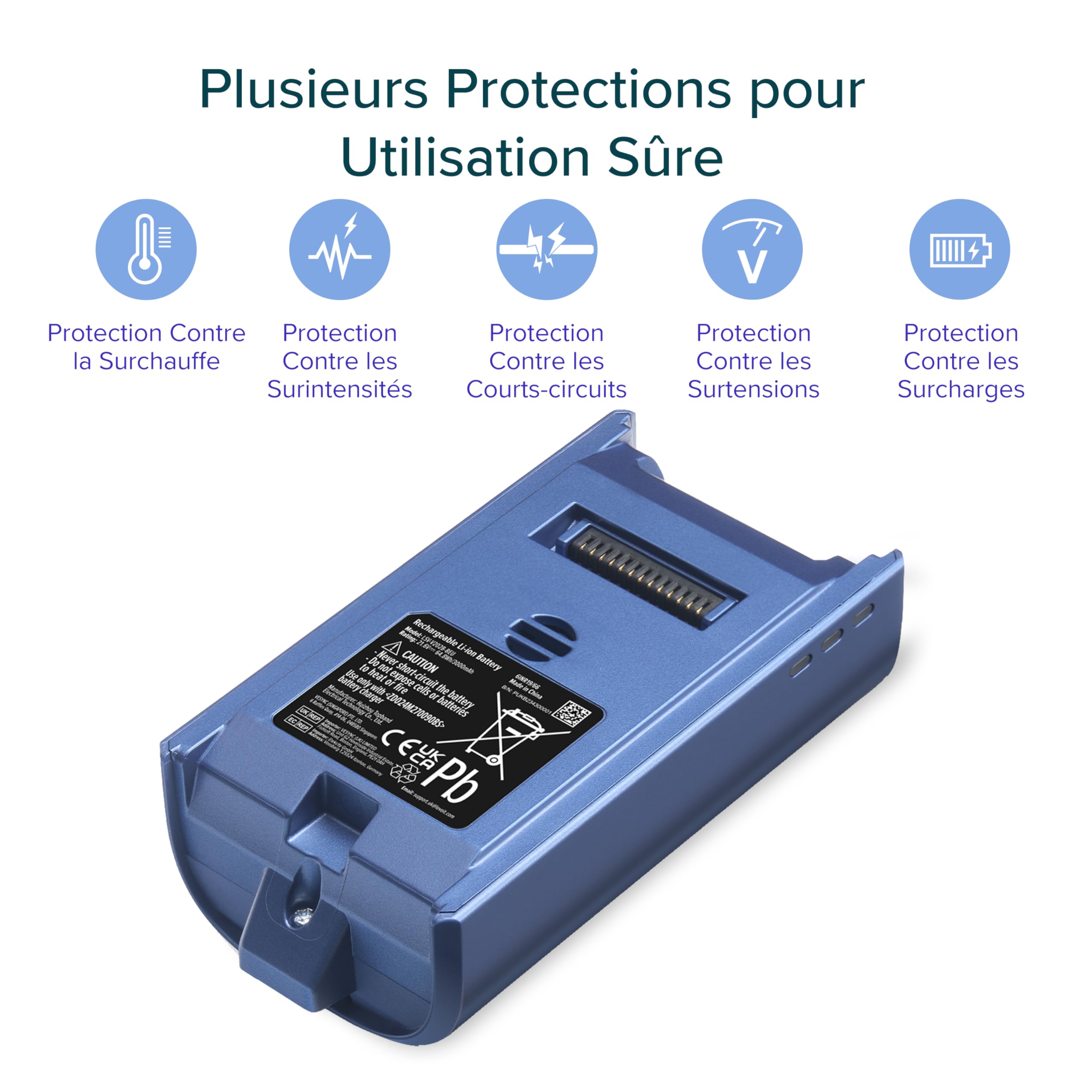 LEVOIT Batterie de Rechange d'origine pour aspirateur sans Fil LVAC 300, jusqu'à 60 Minutes d'autonomie, Batteries Lithium 3000 mAh