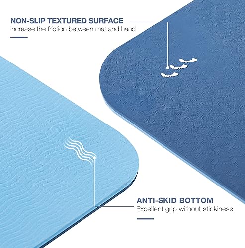 Miniatura 2 de Esterilla de yoga UMINEUX extra gruesa de 14 de pulgada y de 13 de pulgada antideslizante para mujeres con marcas de alineación, ecológica, de