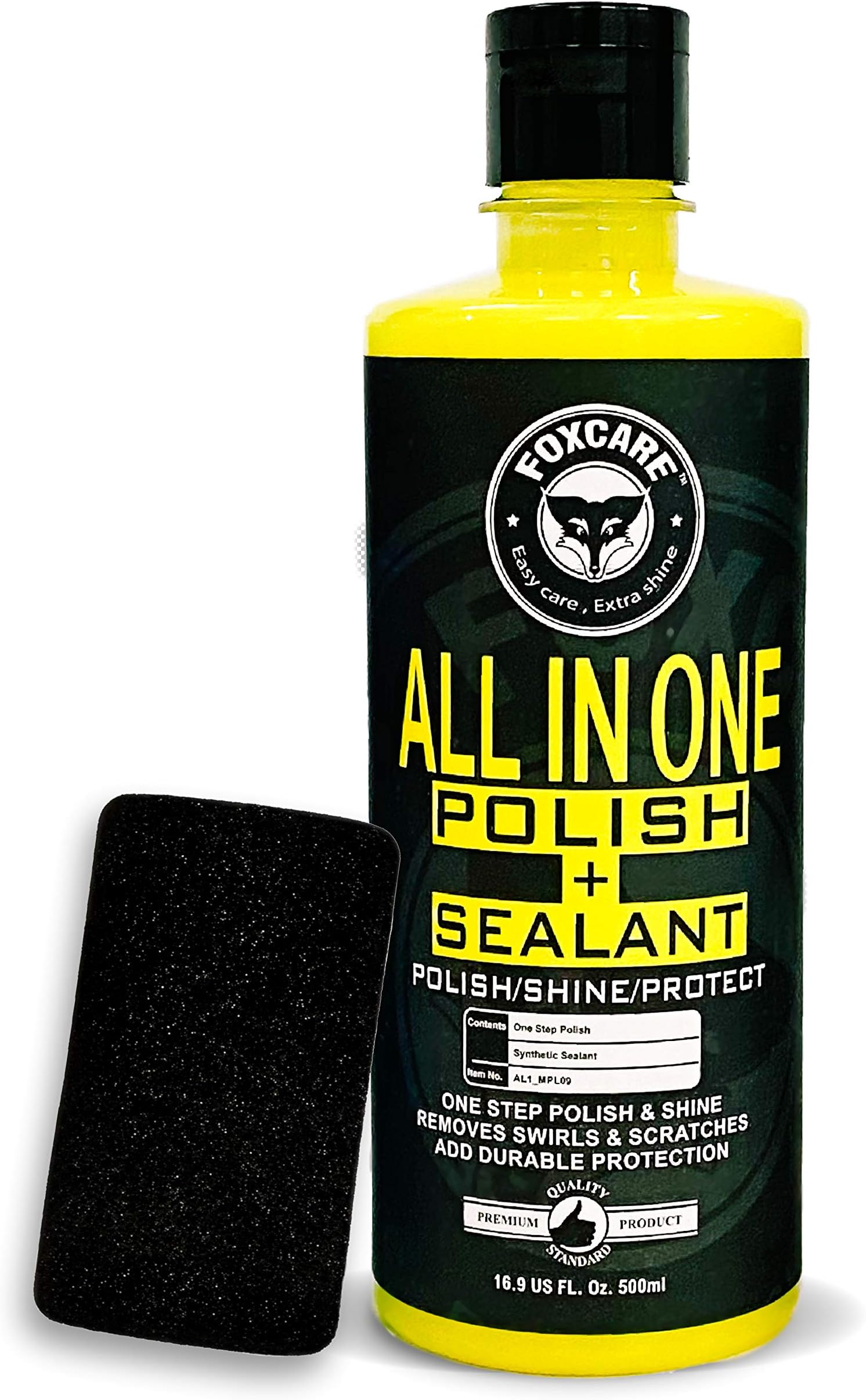 Foxcare All in One Polish + Sealant, Multipurpose Car & Bike Polish Also Suitable for Dashboard, Restores Faded Plastic & Fibre - 500ml