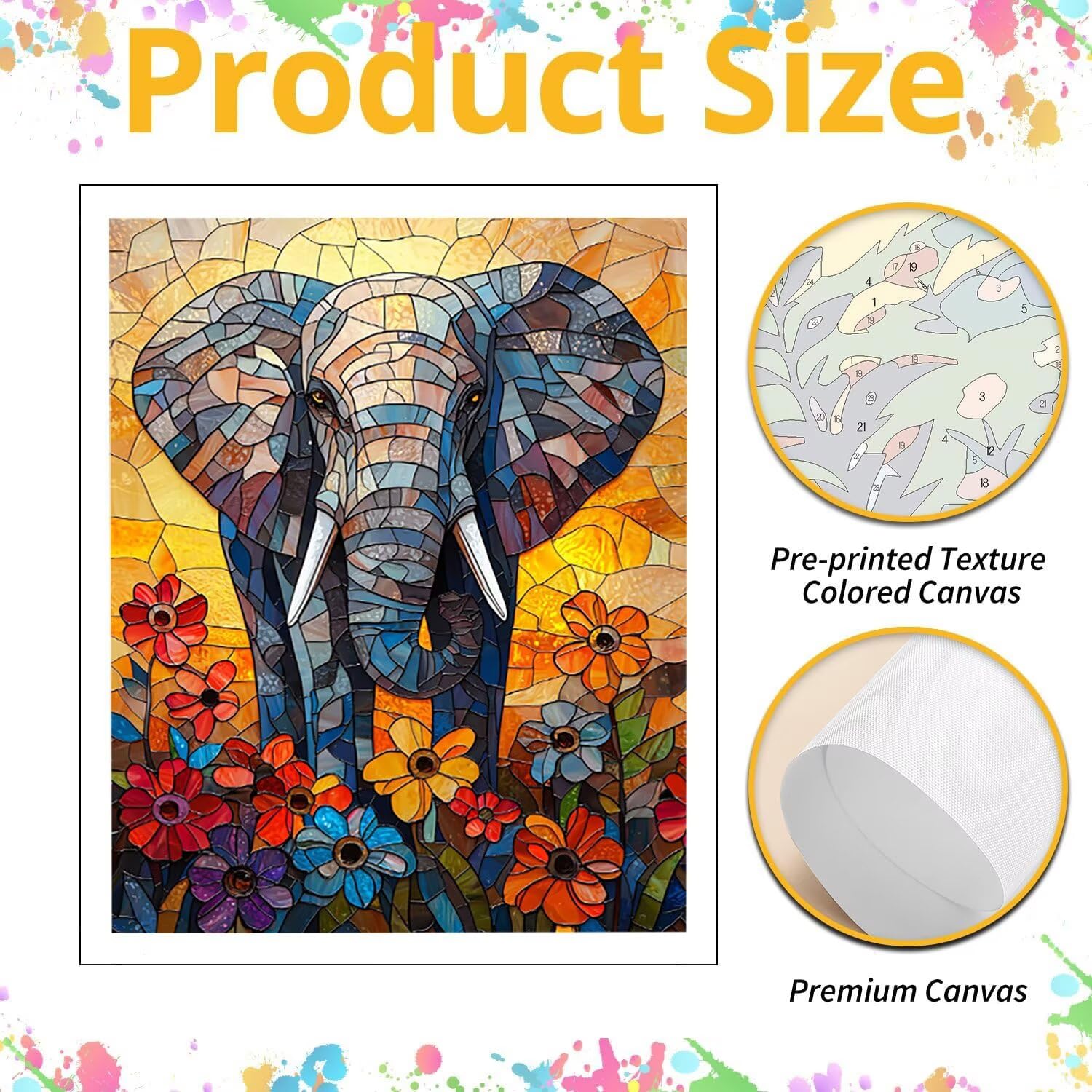 WEISHIWE Elefante Dipingere con i Numeri per Adulti, 70x90cm a-124 | Paint by Numbers Kit con Pennelli e Acrilico Pigmento, Fai da te Olio La Pittura di Numeri Kit, Decora la Casa, senza Cornice