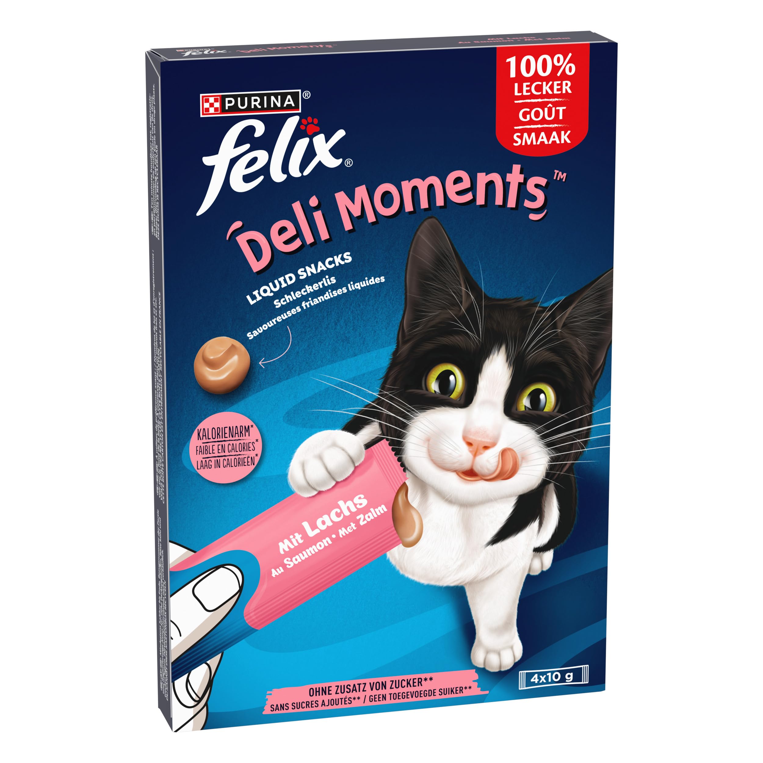 Felix Deli Moments, kremowa przekąska dla kota z łososiem, opakowanie 44 szt. (44 x 10 g)