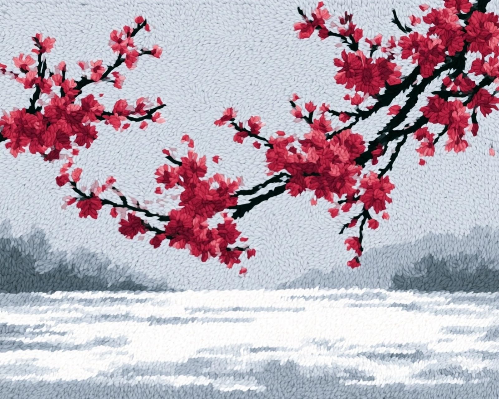 Rug Making Kit for Adults Beginners,Snow Scene of Plum Blossom Branches