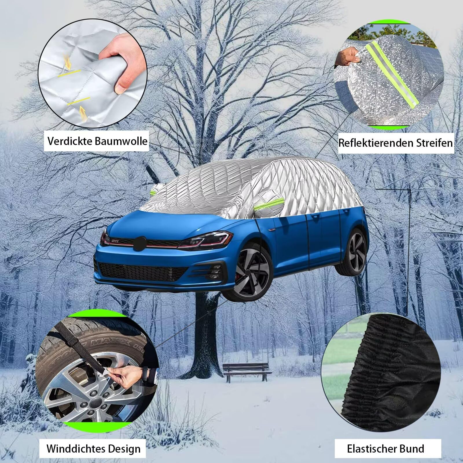halbgarage hagelschutzplane Auto kompatibel mit Ford Kuga 2 2012-2019 ，Schnee, Staub, EIS, Frost,Hagel undEs bietet Schutz vor Sonne
