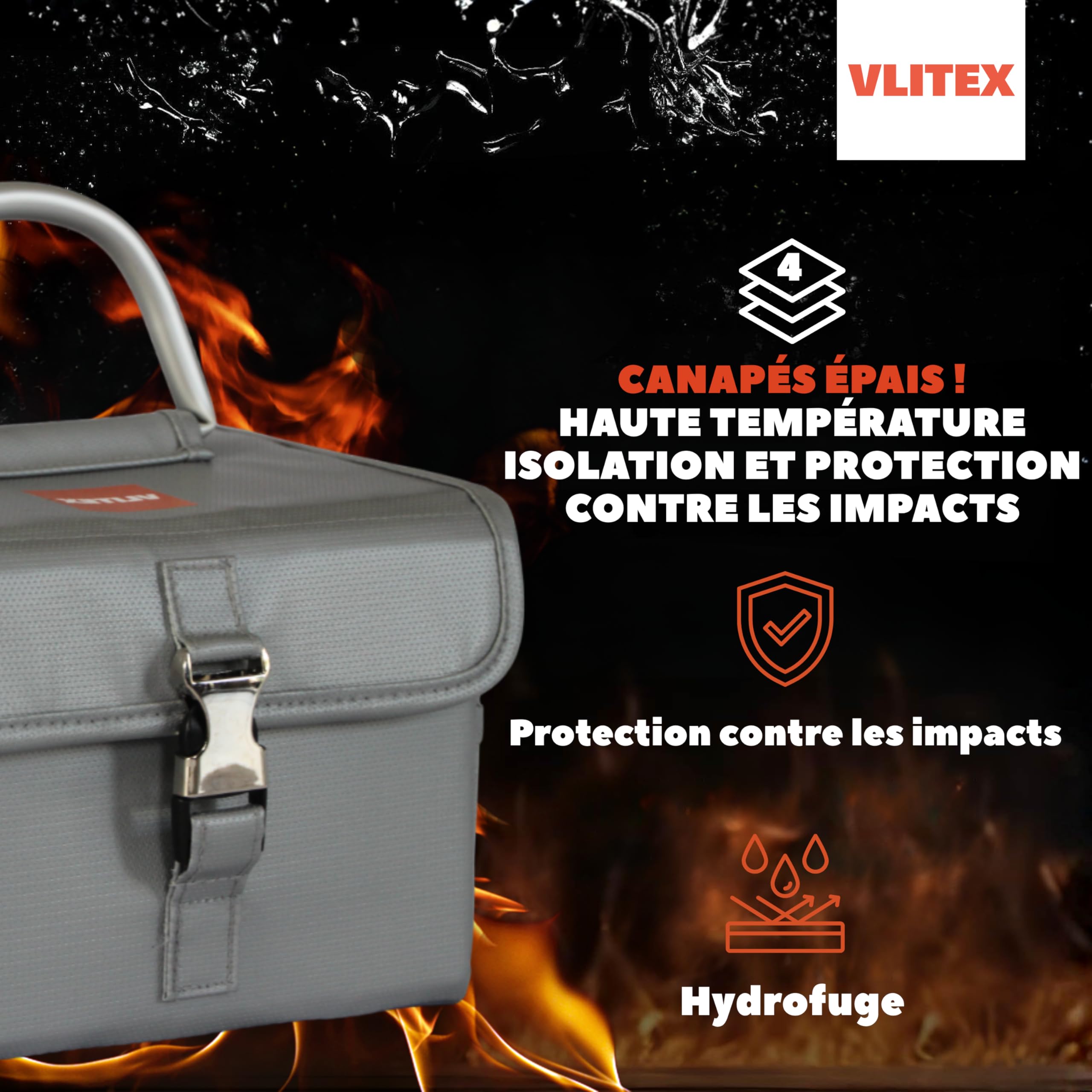 VLITEX Sac De Batterie Pour Vélo électrique – Taille L – 5 Couches Ignifuges – Protection Feu, Chocs, Transport Et Charge Sécurisés