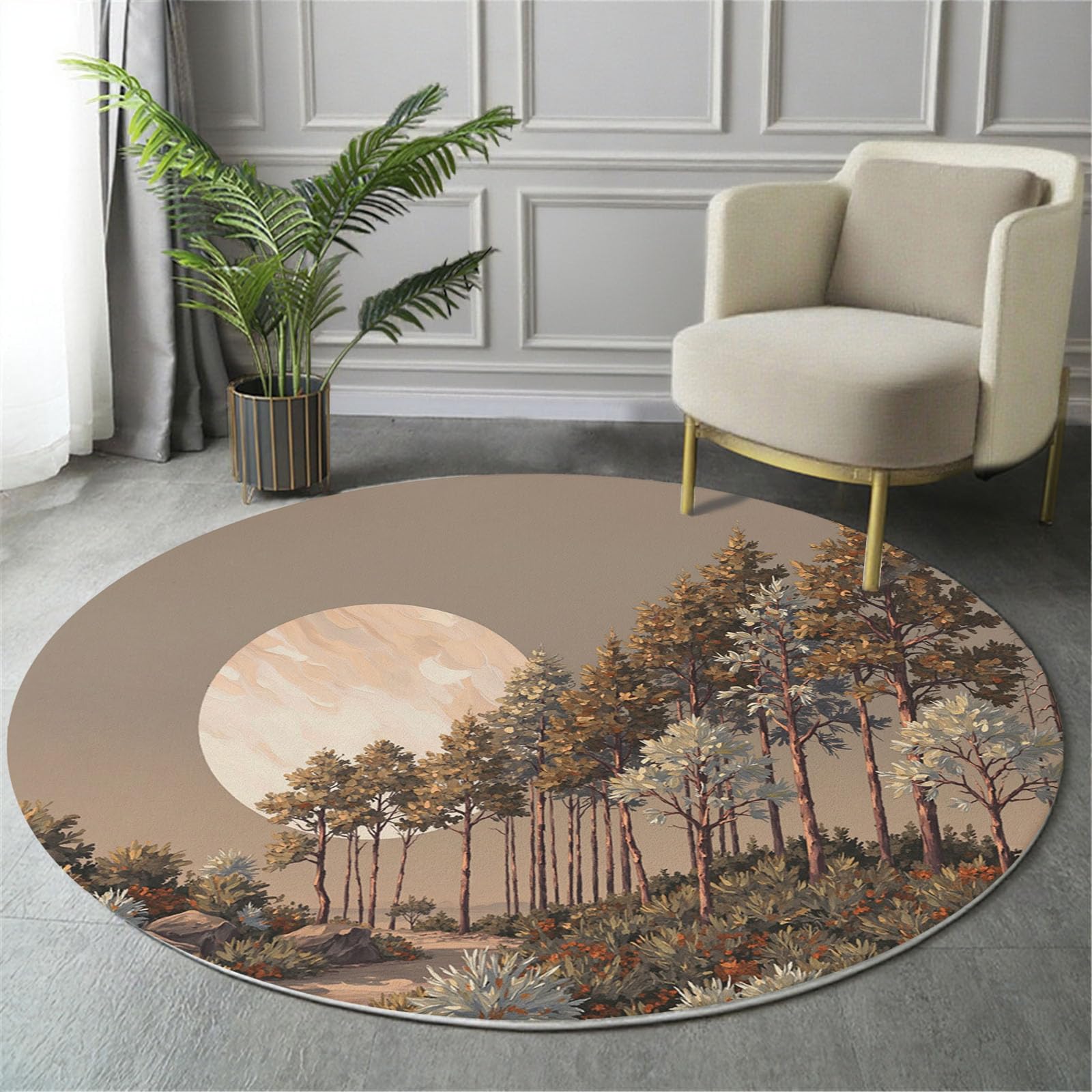 Tapis de salon rond lavable 80cm pour chambre d'enfant