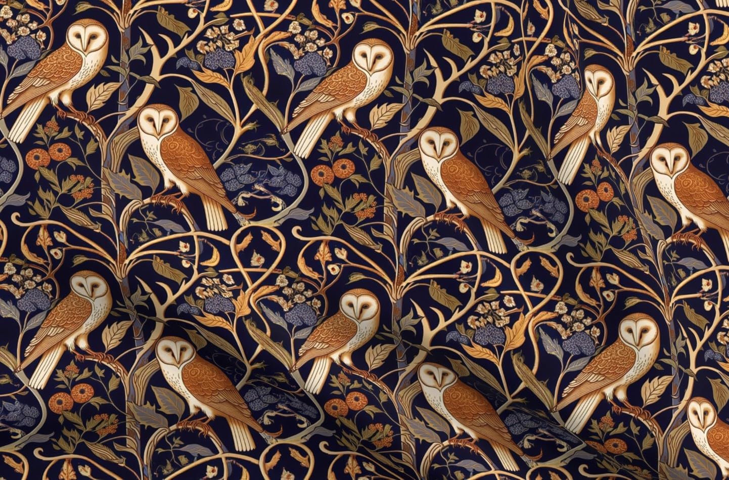 Spoonflower Fabric - Renaissance Forest Medieval Owls Botanical Woodland Floral Historical Printed on Minky Fabric Fat Quarter - Sewing Baby Blankets Quilt Backing Plush