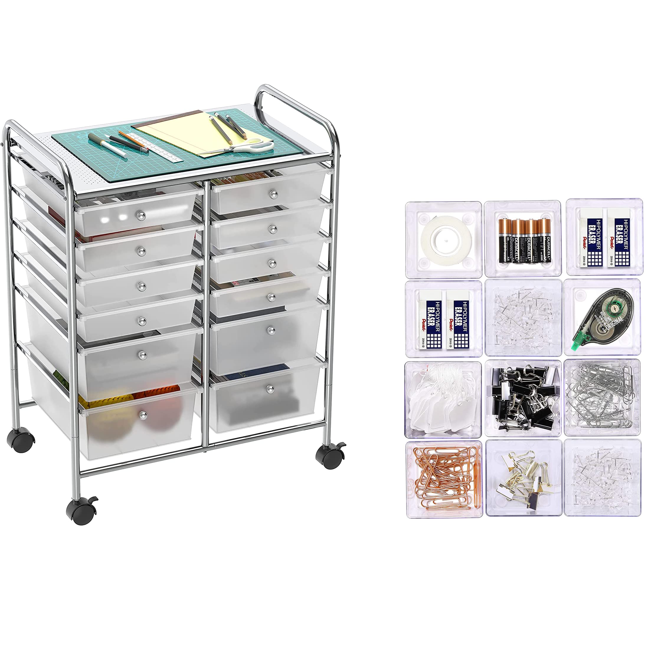 Photo 1 of **NONREFUNDABLE**FOR PARTS OR REPAIR**SEE NOTES**
Simple Houseware 12 Drawers Rolling Storage Cart + 12-Pack Plastic Bin Organizer