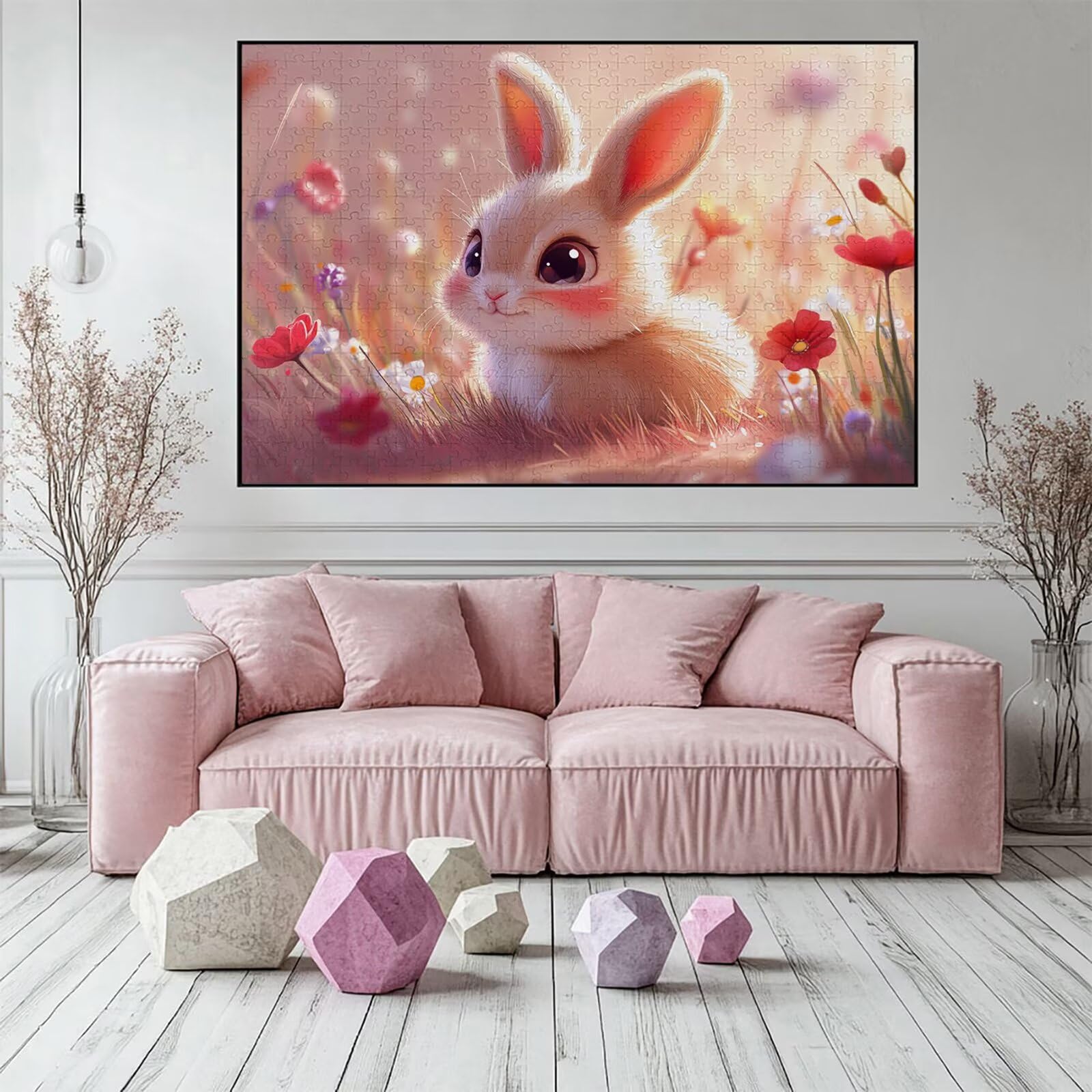 Puzzle 2000 elementów kreskówka dorosły królik 100 x 70 cm rzemiosło klasyczne 3D drewniana układanka do rodzinnych gier aktywnych, układanka do samodzielnego wykonania nawet do dekoracji ścian domu
