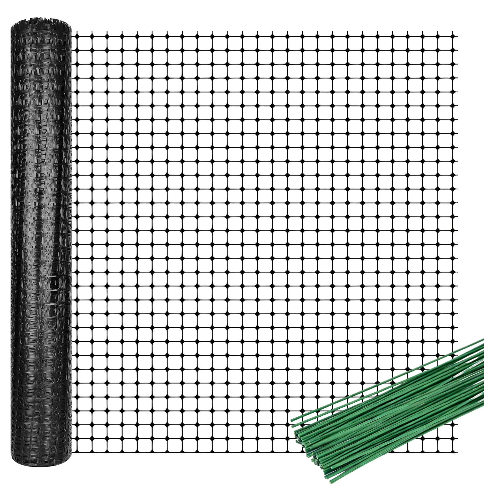 1m x 25m Garden Fencing with 100 Fixed Straps, Plastic Reusable Garden Fence, Heavy Duty Temporary Barrier Fencing for Dogs, Chickens, Vegetable, Rabbits, Poultry Protection