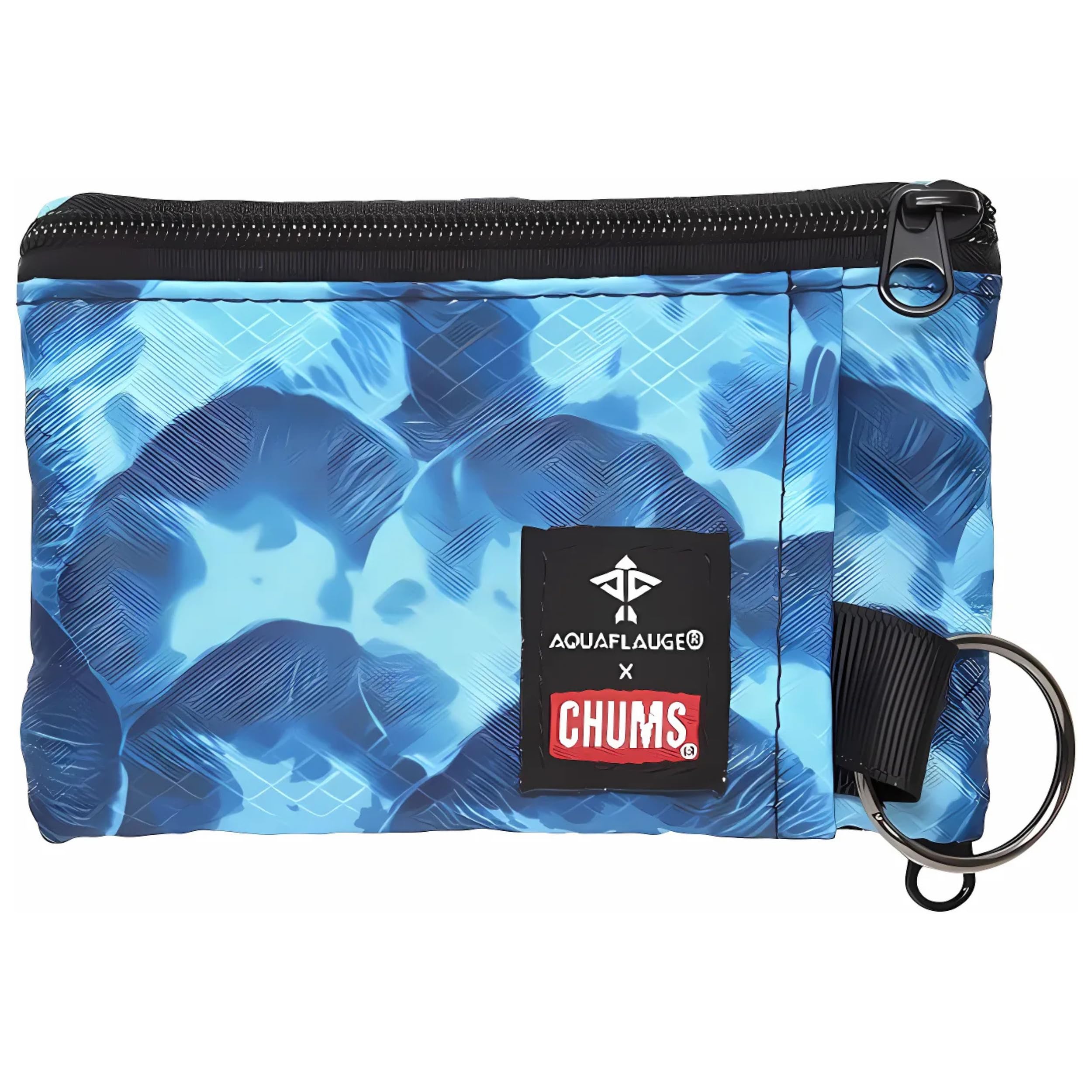 Chums Surfshorts Wallet - Lightweight Slim Wallet with RFID Blocking Card & Clear ID Window - Zippered, Water Resistant w/Key Ring