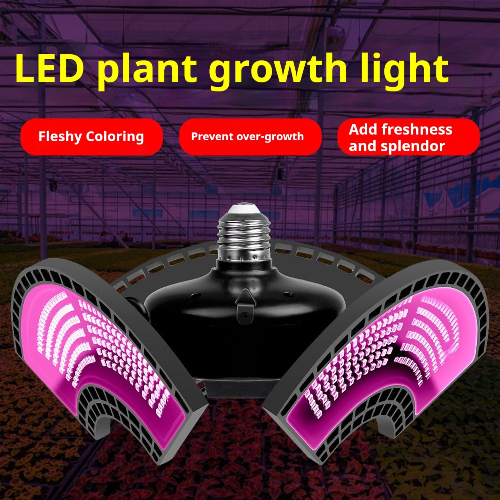 Lámpara de Cultivo, Lámpara de Techo for Cultivo de Plantas de Interior, 288 LED, Espectro Completo, luz for Plantas, halo, Cabezal Triple Plegable