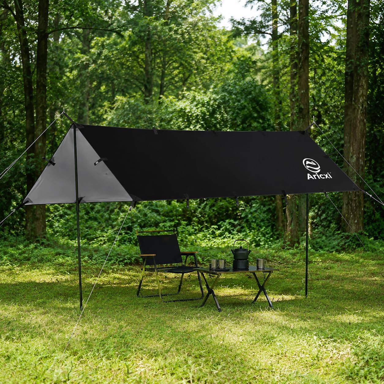 Tejido Exterior 3m x 5m, Tarp Rectangular Oxford 210D/400D con 16 Puntos Anclaje, para Camping y bushcraft