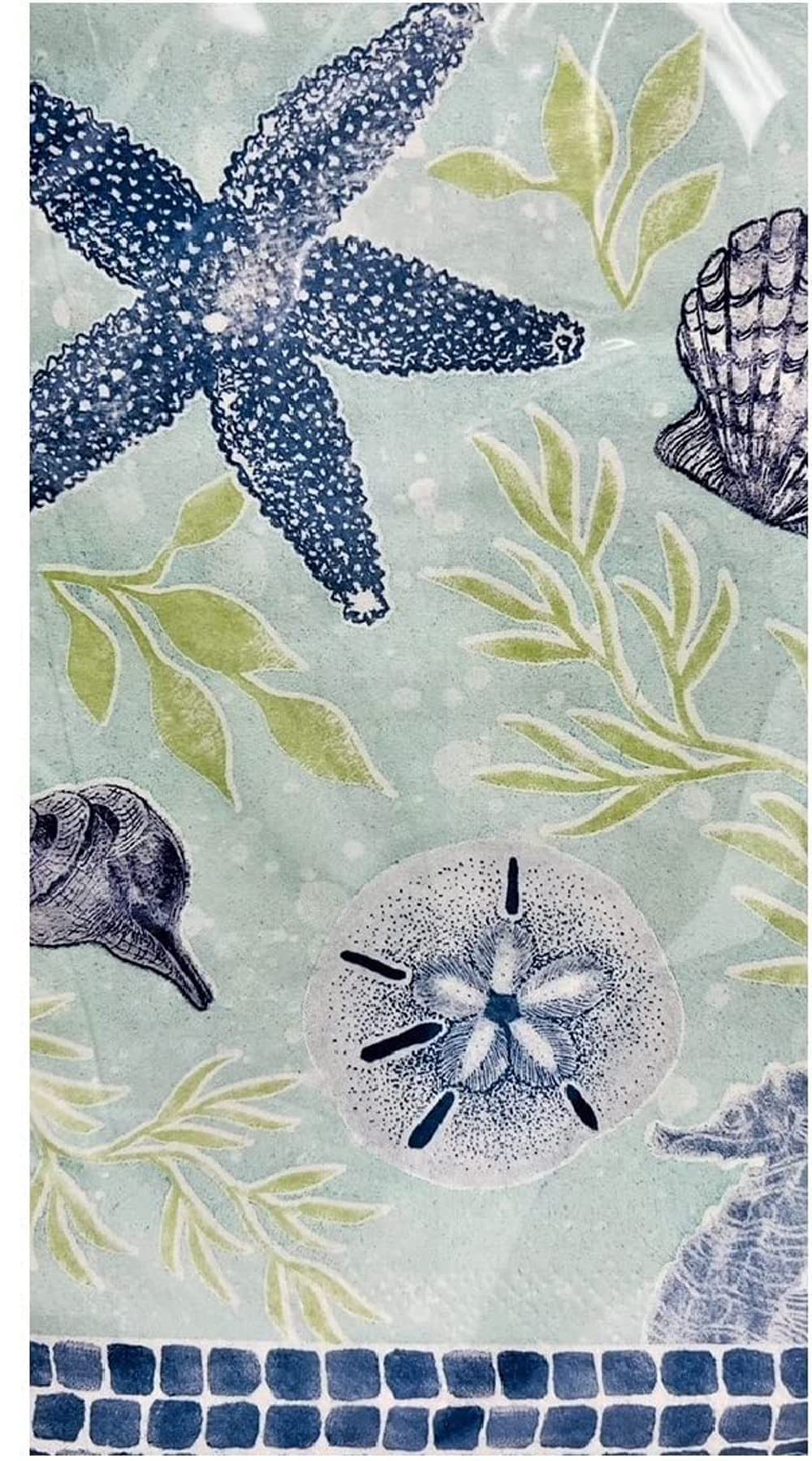 Celebrate Summer Together Ocean Themed Disposable Hand Guest Towels 2-Ply Decorative Paper Napkins, for Bathroom, Powder Room, Everyday Buffet Kitchen Décor, 26-Count (Mosaic Seashells)